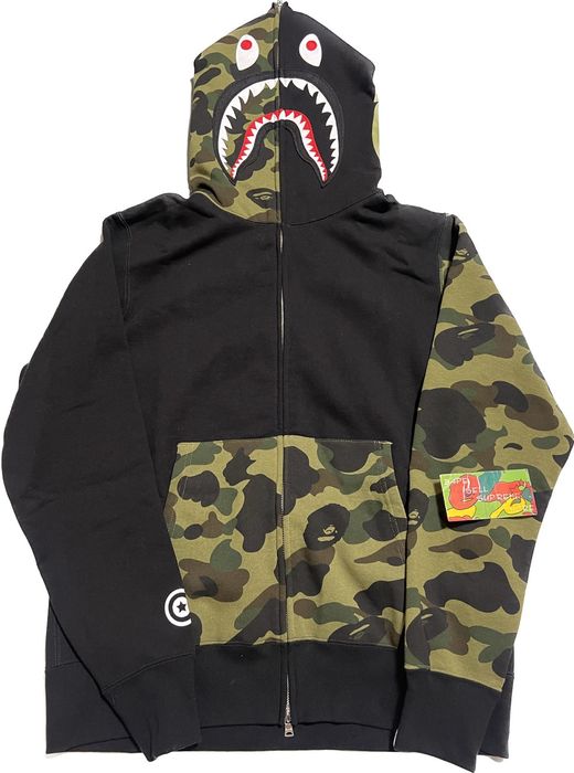 Black and green camo best sale bape hoodie