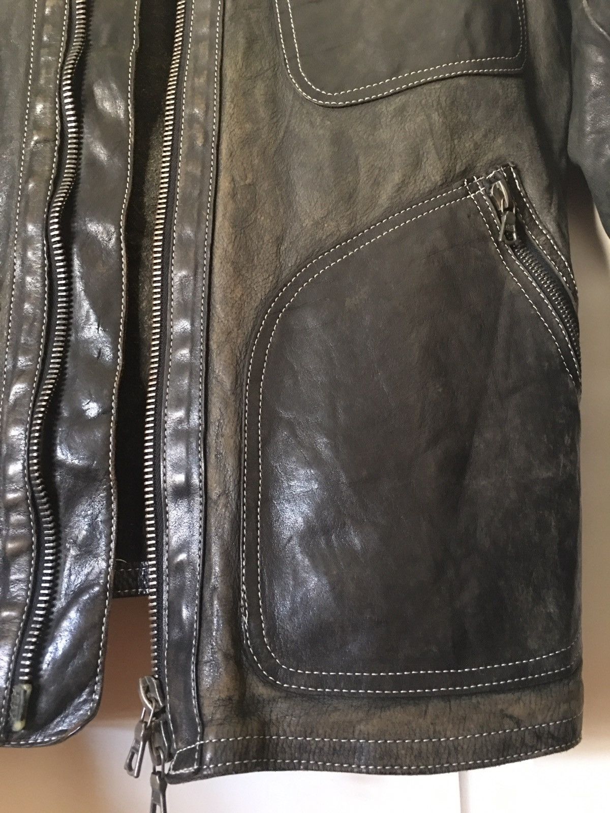 Isamu Katayama Backlash Distressed cow leather coat Size US M / EU 48-50 / 2 - 4 Thumbnail
