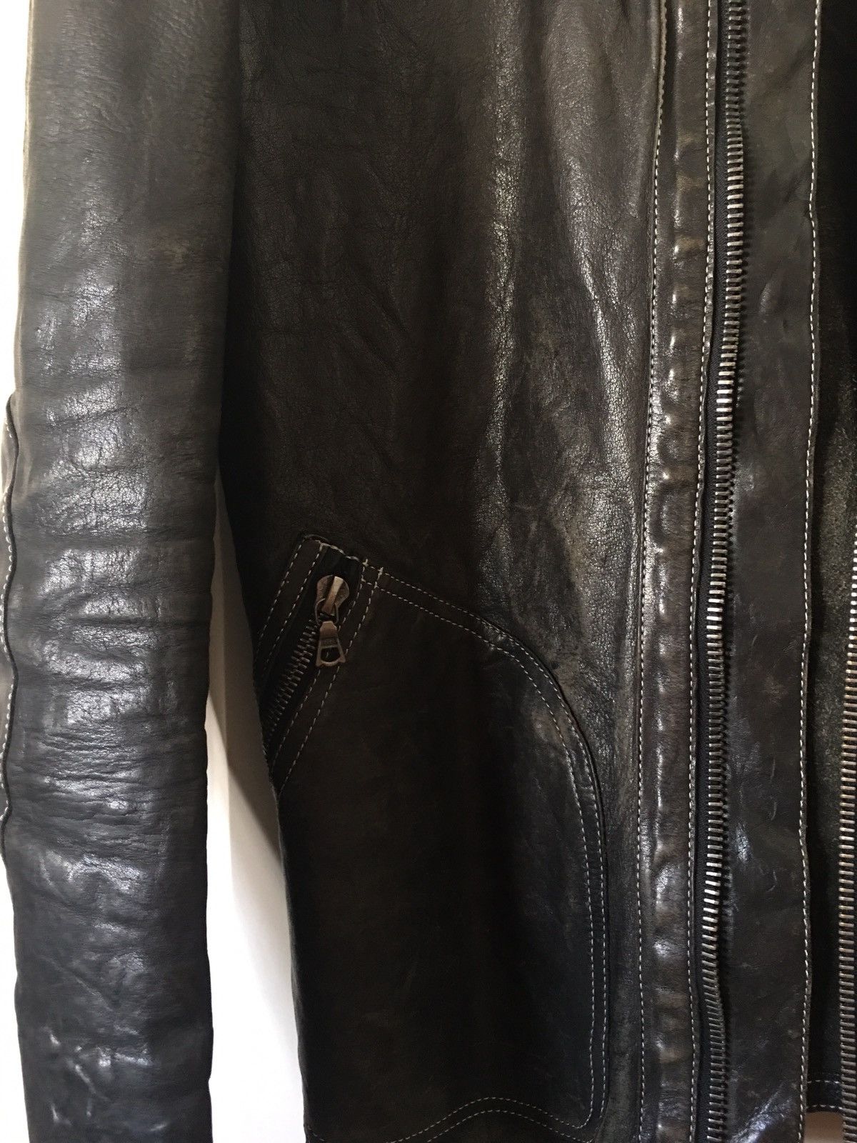 Isamu Katayama Backlash Distressed cow leather coat Size US M / EU 48-50 / 2 - 5 Thumbnail