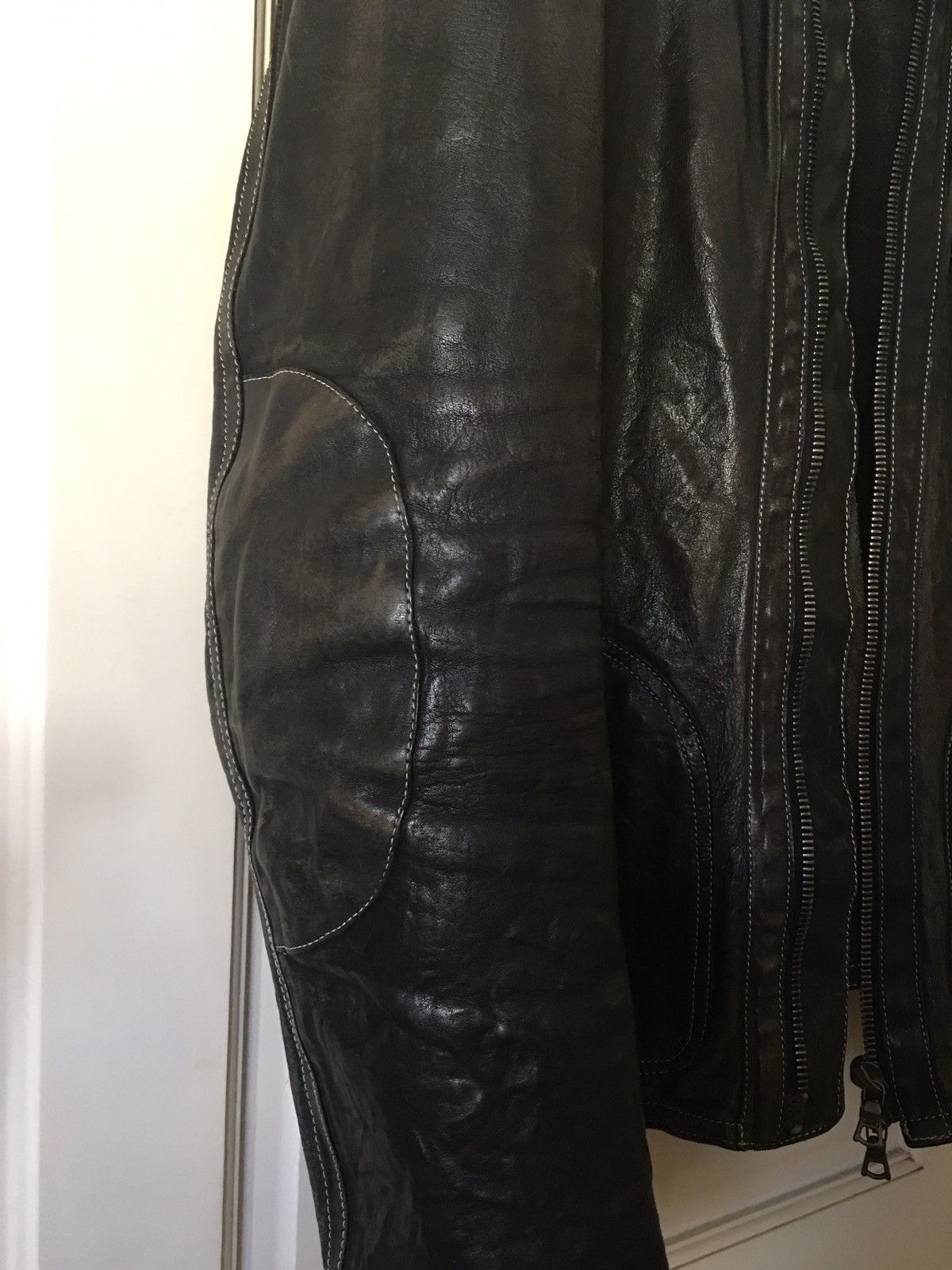 Isamu Katayama Backlash Distressed cow leather coat Size US M / EU 48-50 / 2 - 6 Thumbnail