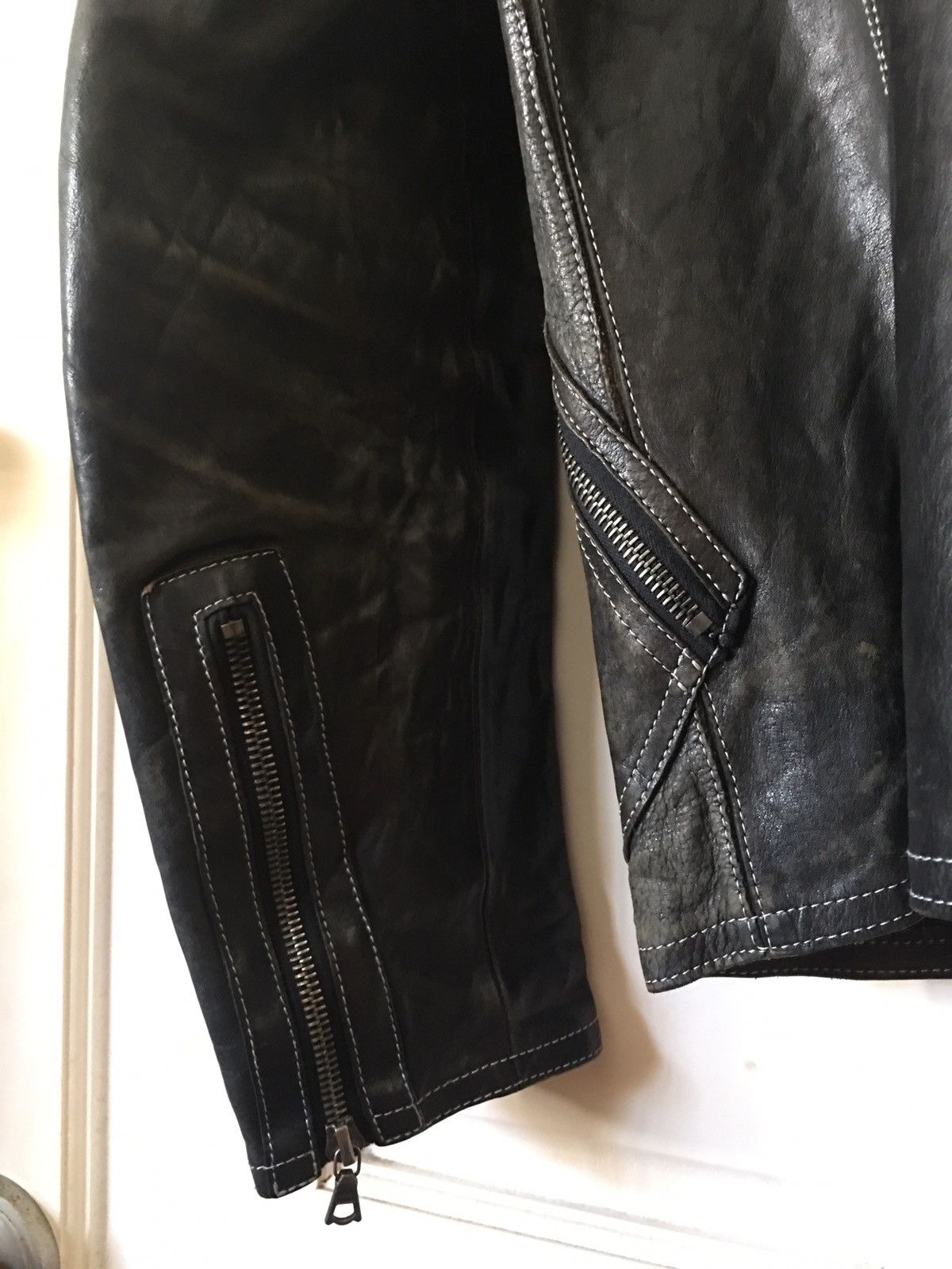 Isamu Katayama Backlash Distressed cow leather coat Size US M / EU 48-50 / 2 - 13 Thumbnail