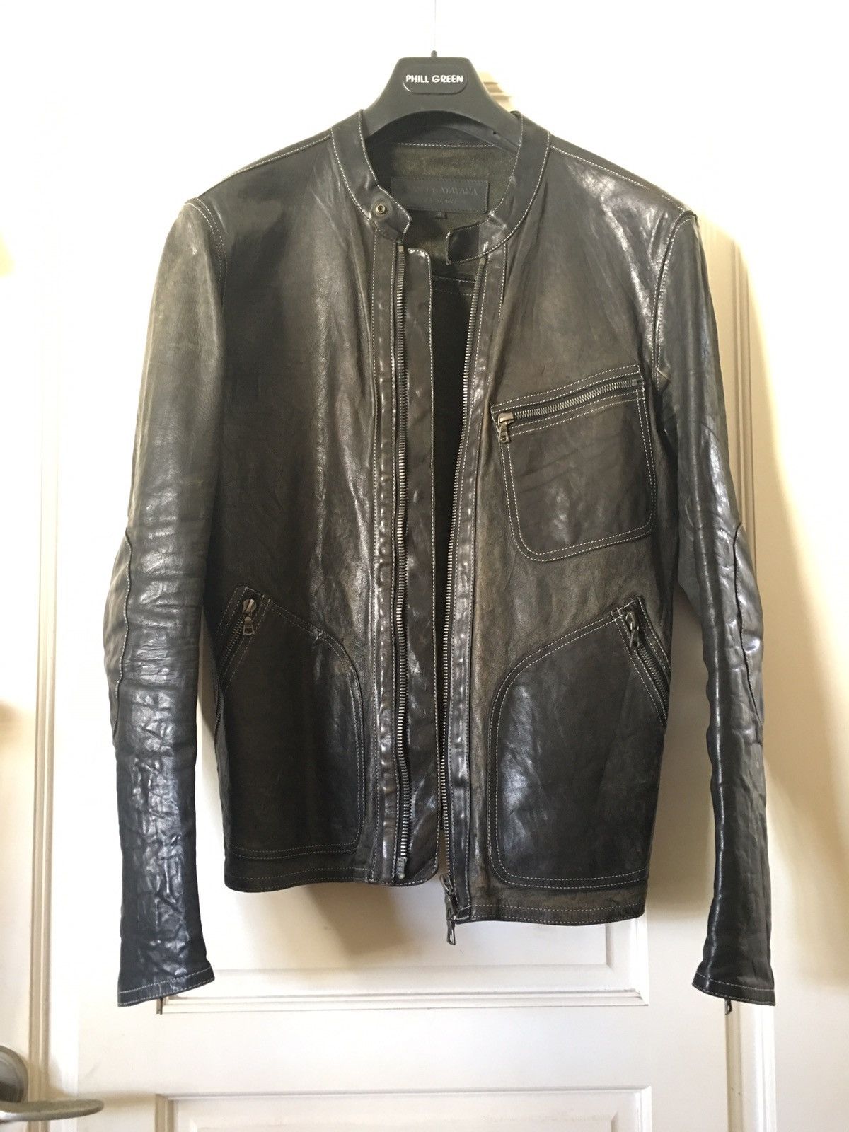 Isamu Katayama Backlash Distressed cow leather coat Size US M / EU 48-50 / 2 - 1 Thumbnail