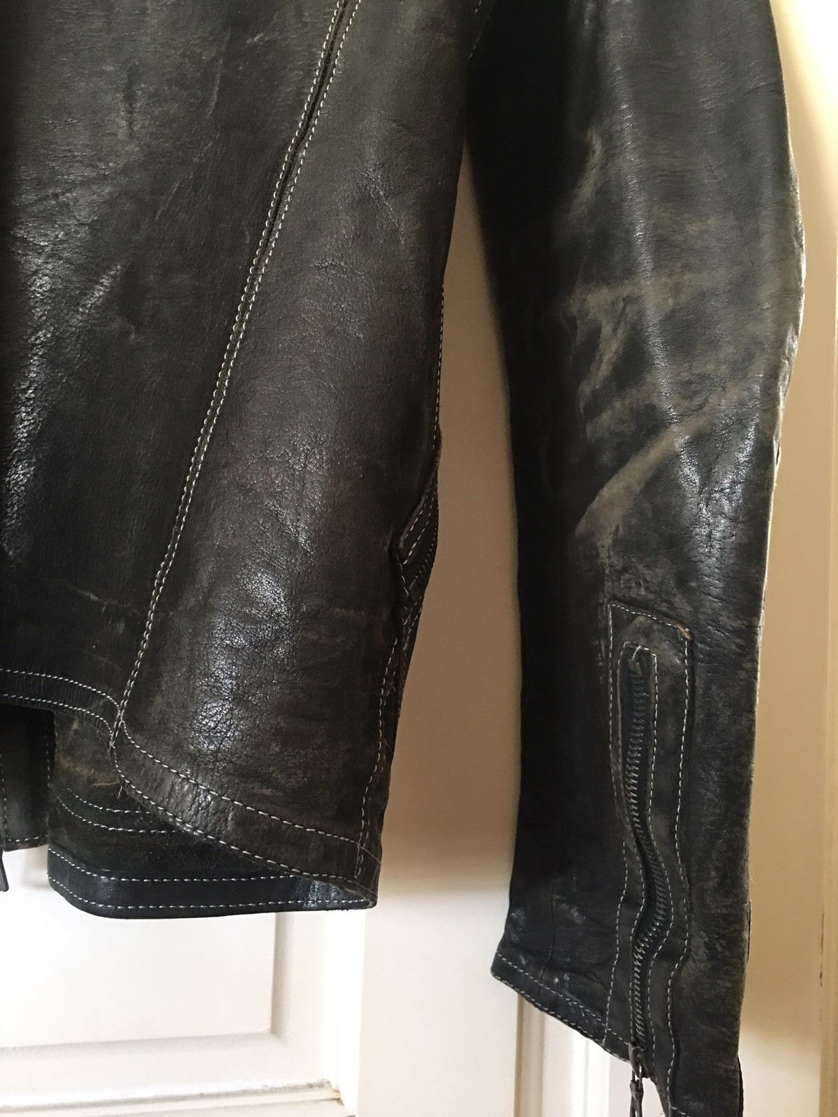 Isamu Katayama Backlash Distressed cow leather coat Size US M / EU 48-50 / 2 - 11 Thumbnail