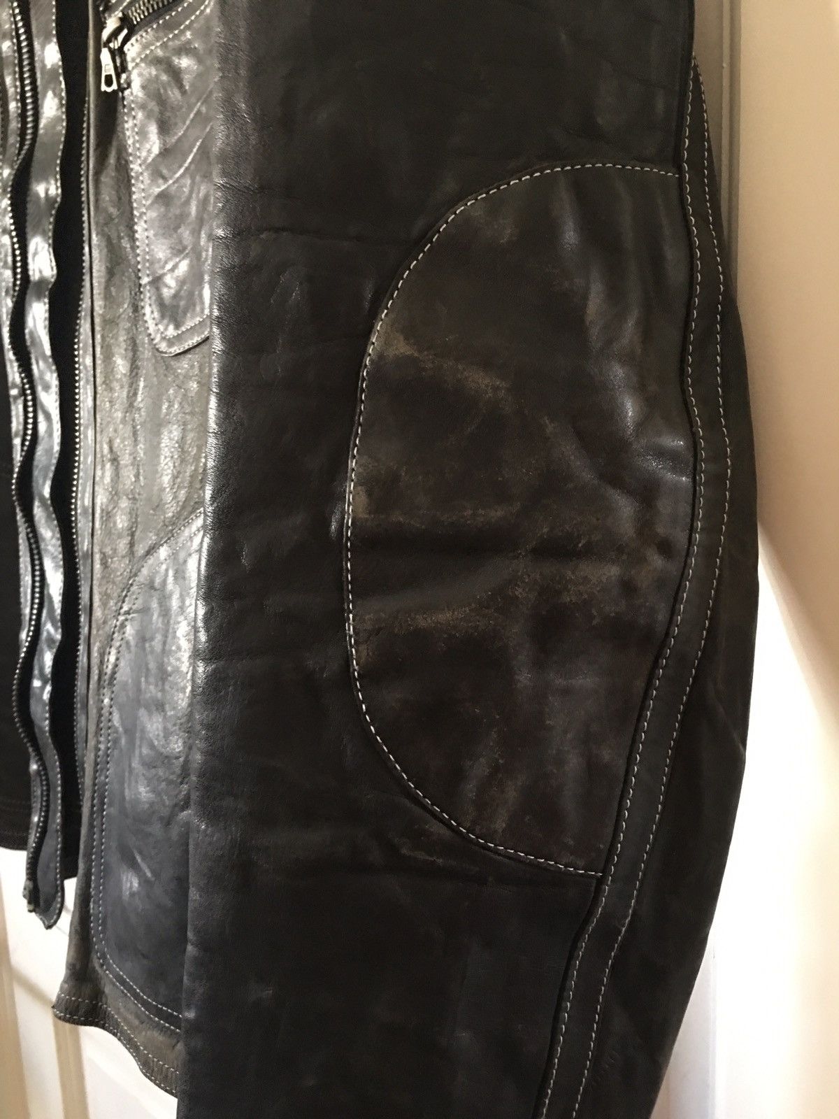 Isamu Katayama Backlash Distressed cow leather coat Size US M / EU 48-50 / 2 - 7 Thumbnail