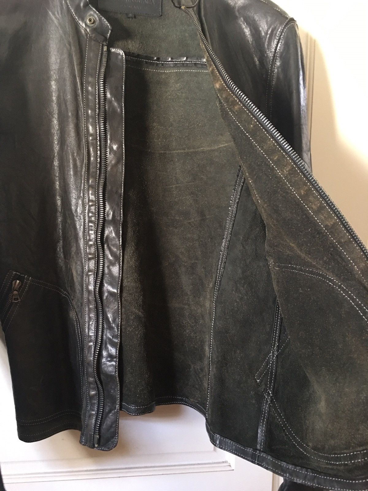 Isamu Katayama Backlash Distressed cow leather coat Size US M / EU 48-50 / 2 - 8 Thumbnail