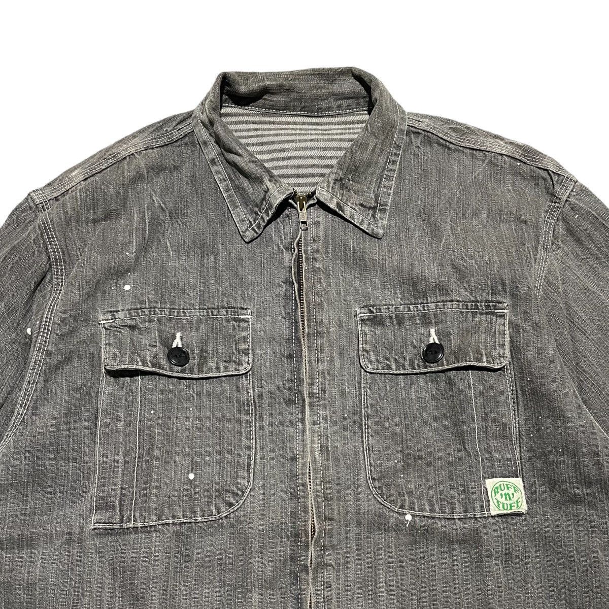 Japanese Brand Masterpiece Ruff n Tuff Splatter Denim Jacket Size US XL / EU 56 / 4 - 2 Thumbnail