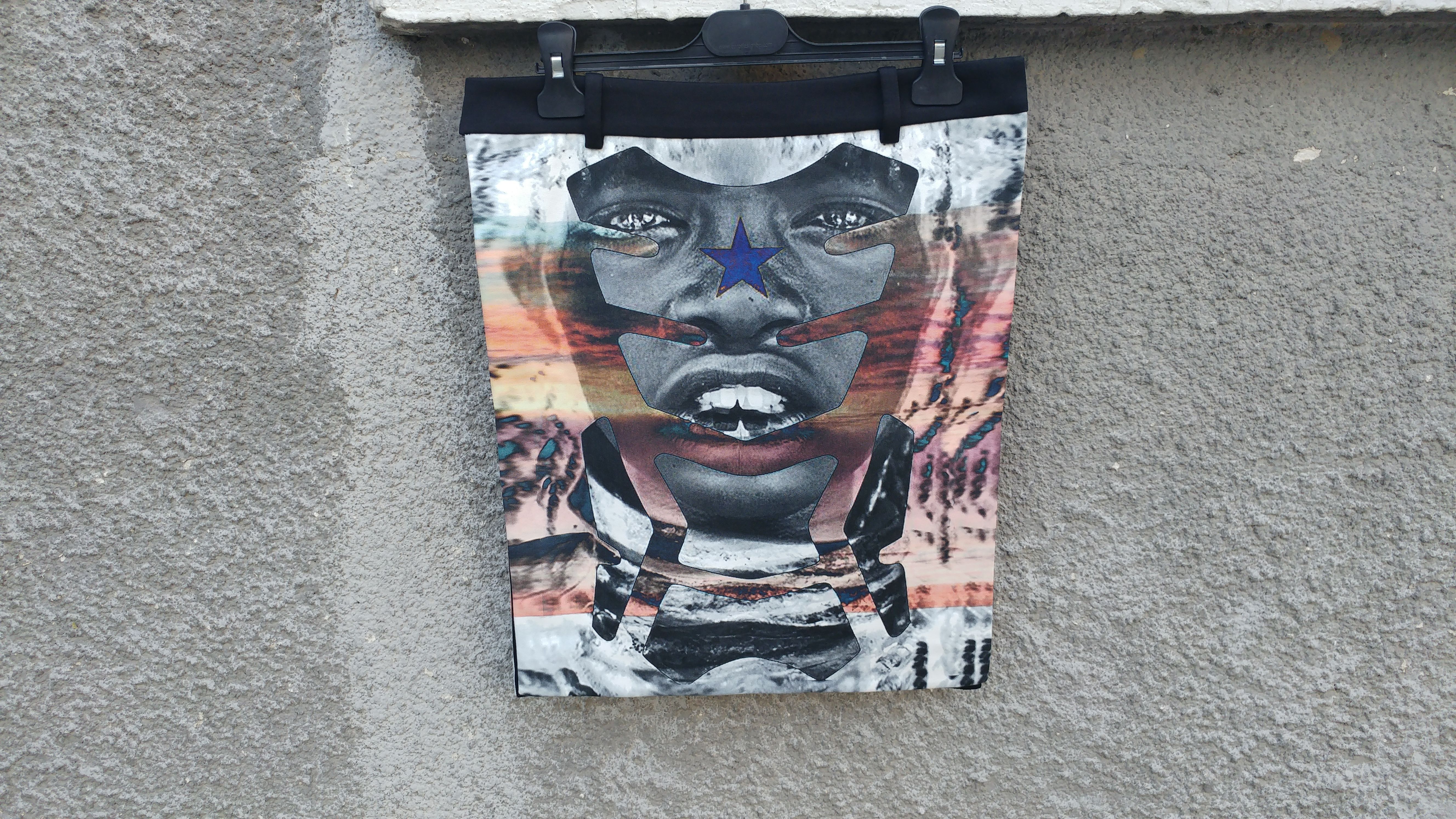 Pre-owned Givenchy Sunset Tribal Mask Racer Face Rottweiler Skirt In Multicolor