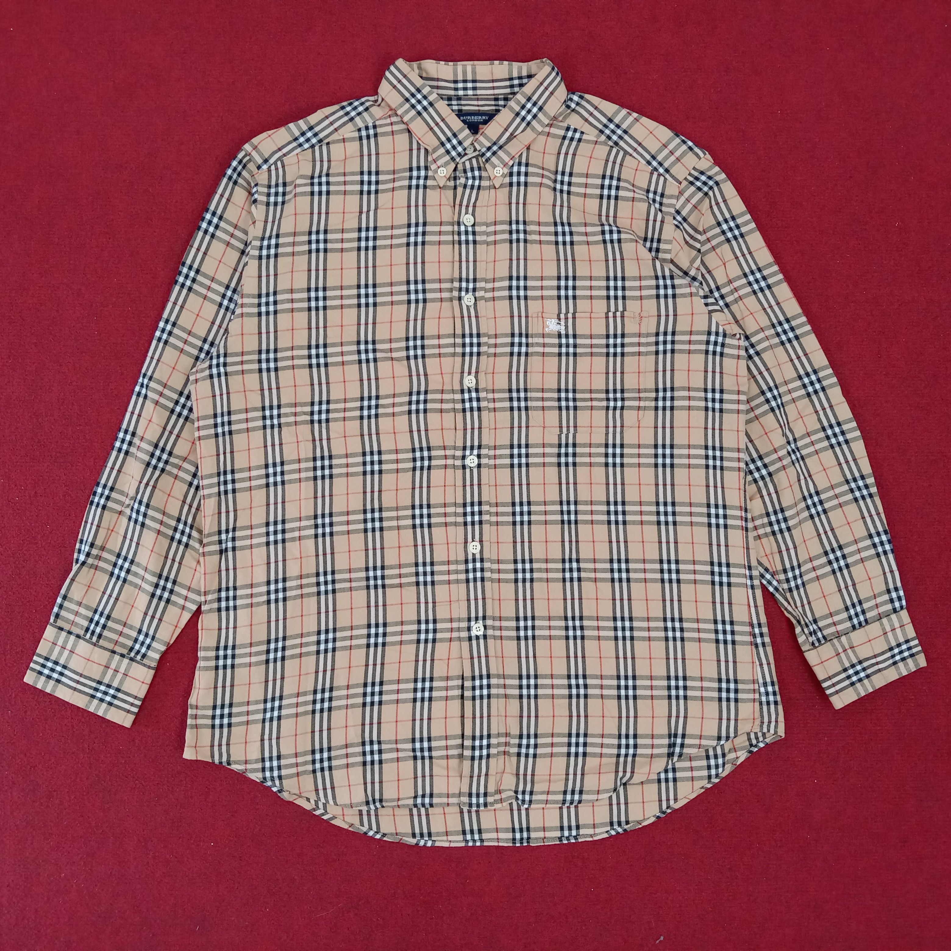 Burberry × Vintage Burberry London Nova Check Design Style Formal Shirt Size US L / EU 52-54 / 3 - 1 Thumbnail
