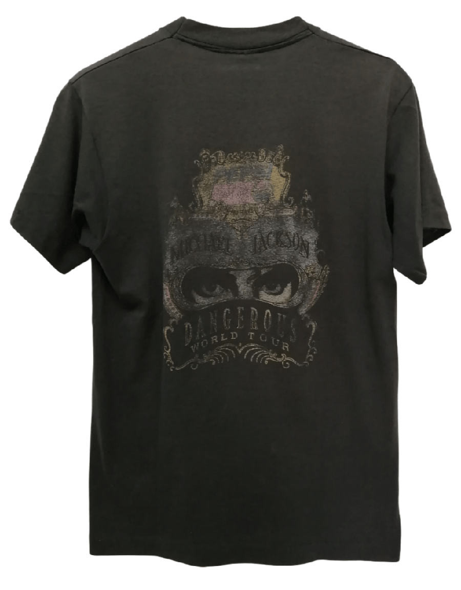 image of Band Tees x Michael Jackson Vintage Michael Jackson Dangerous World Tour Tee in Black (Size Medium)