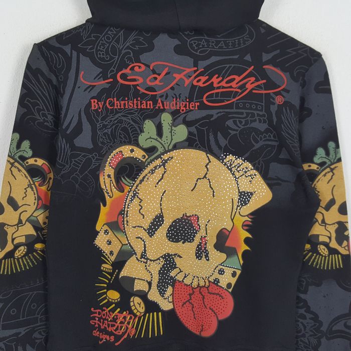 ED HARDY Men Hoodie and Sweats by Christian Audigier Hip Hop Red Sz. L, XL  -  Canada