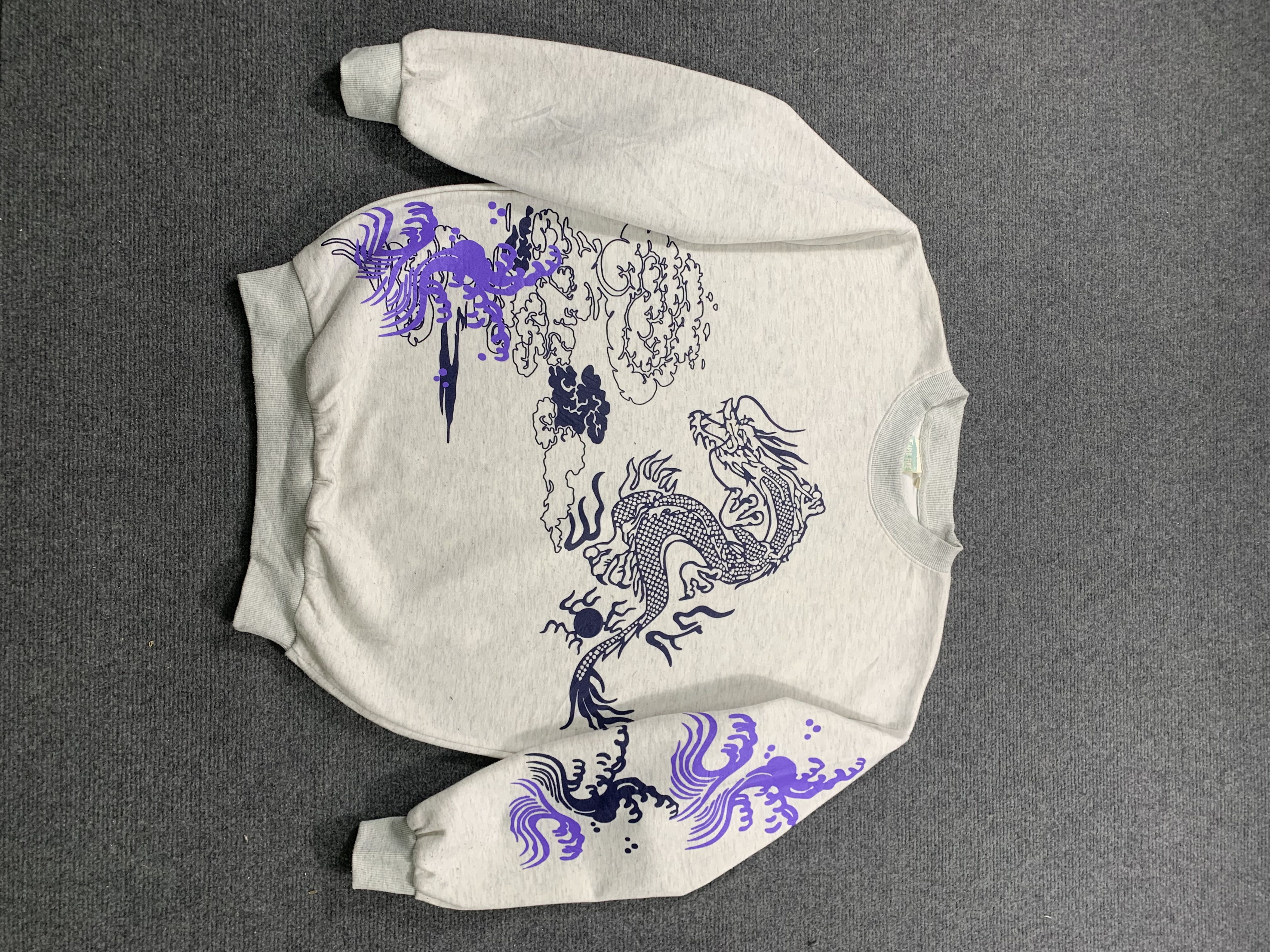 image of Sukajan Souvenir Jacket x Vintage Sukajan Souvenir Dragon Jumper Crewneck Sweatshirt in Silver Gray