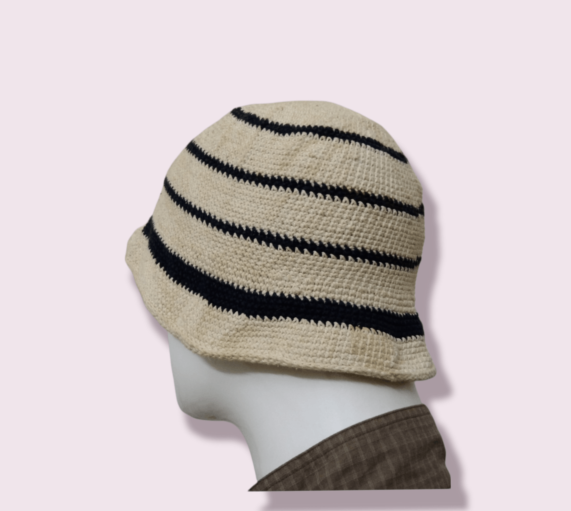 image of Individual Vintage Knitted Bucket Hat in Navy Cream, Men's