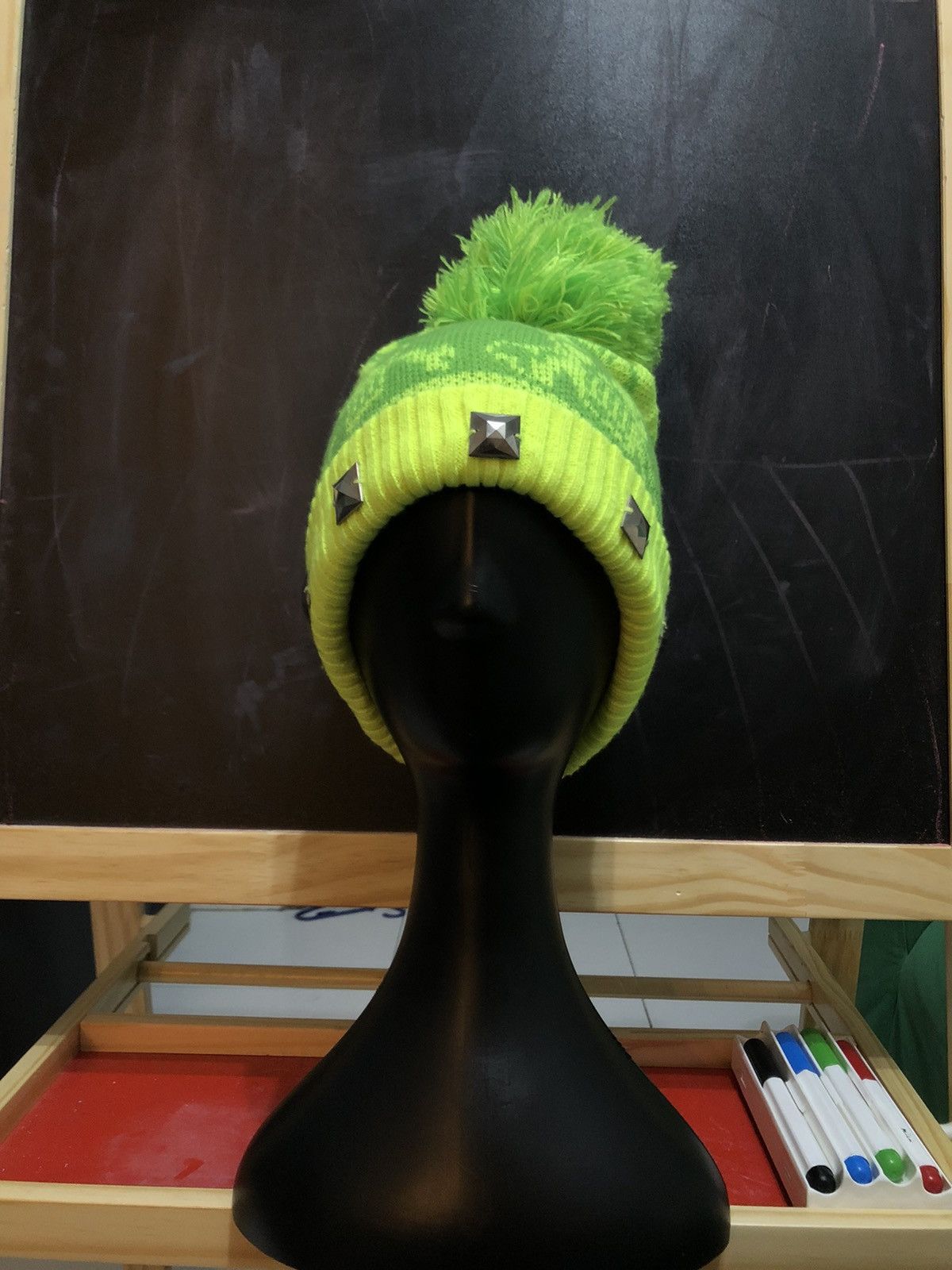 Japanese Brand Skull Green Joyful and Monster Beanie Hats Size ONE SIZE - 2 Thumbnail