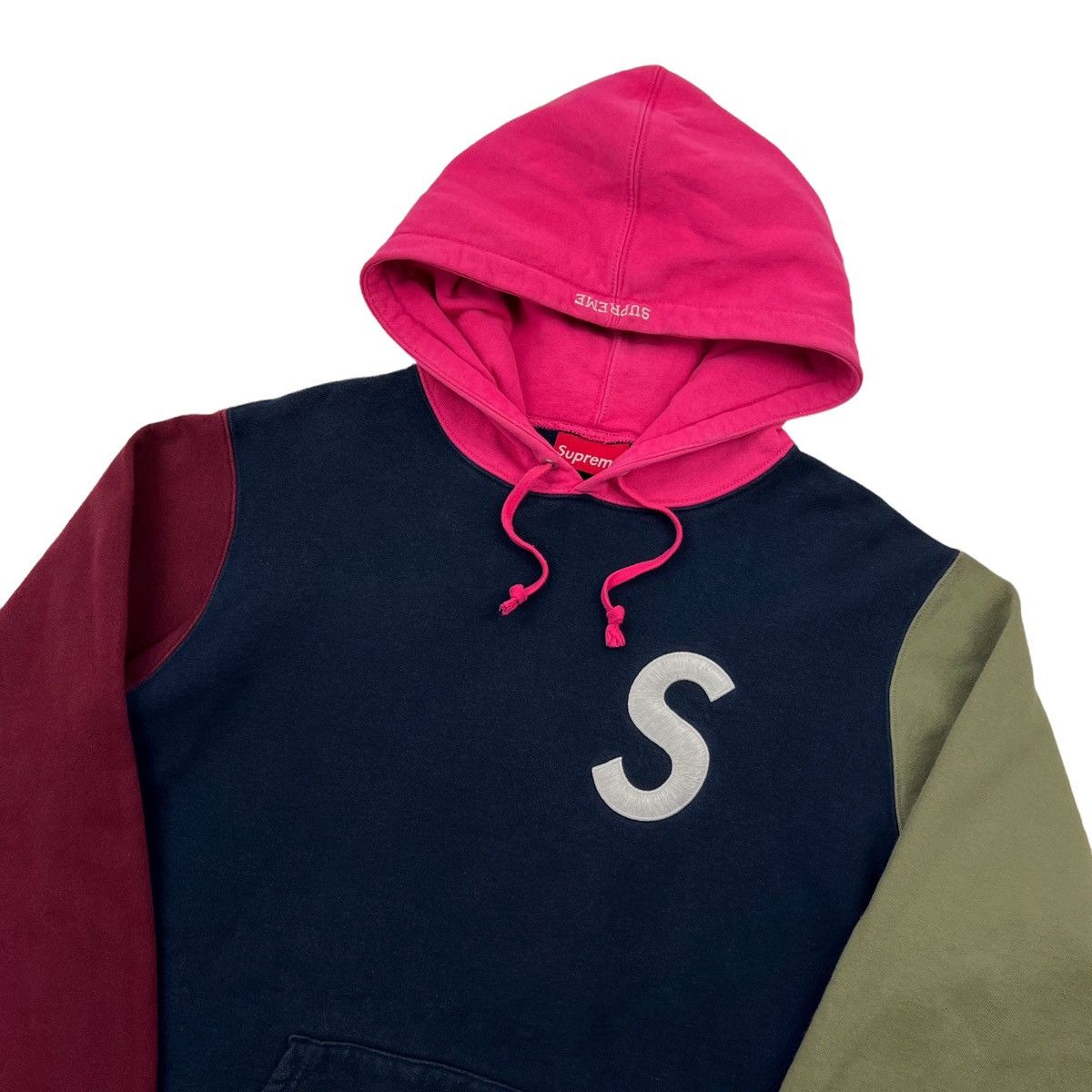Pre-owned Supreme Colourblocked S Logo Hoodie In Navy