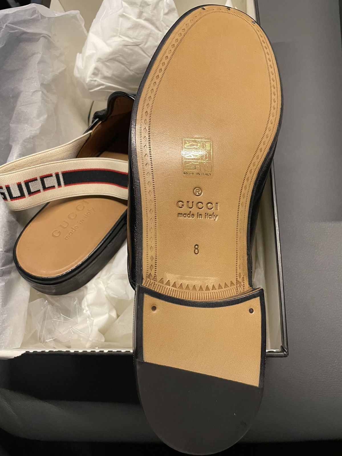 Gucci Brand NEW Limited Edition Leather Elastic Band Loafer Sandal Size US 8.5 / EU 41-42 - 6 Thumbnail