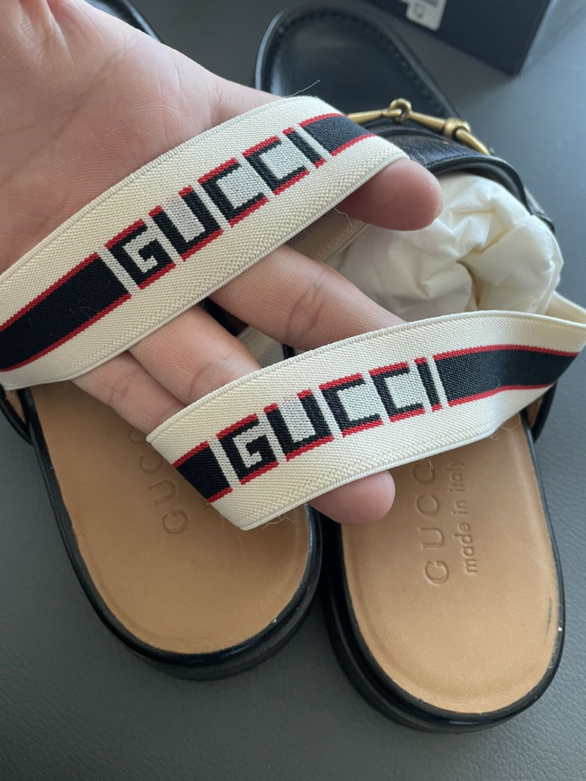 Gucci Brand NEW Limited Edition Leather Elastic Band Loafer Sandal Size US 8.5 / EU 41-42 - 4 Thumbnail
