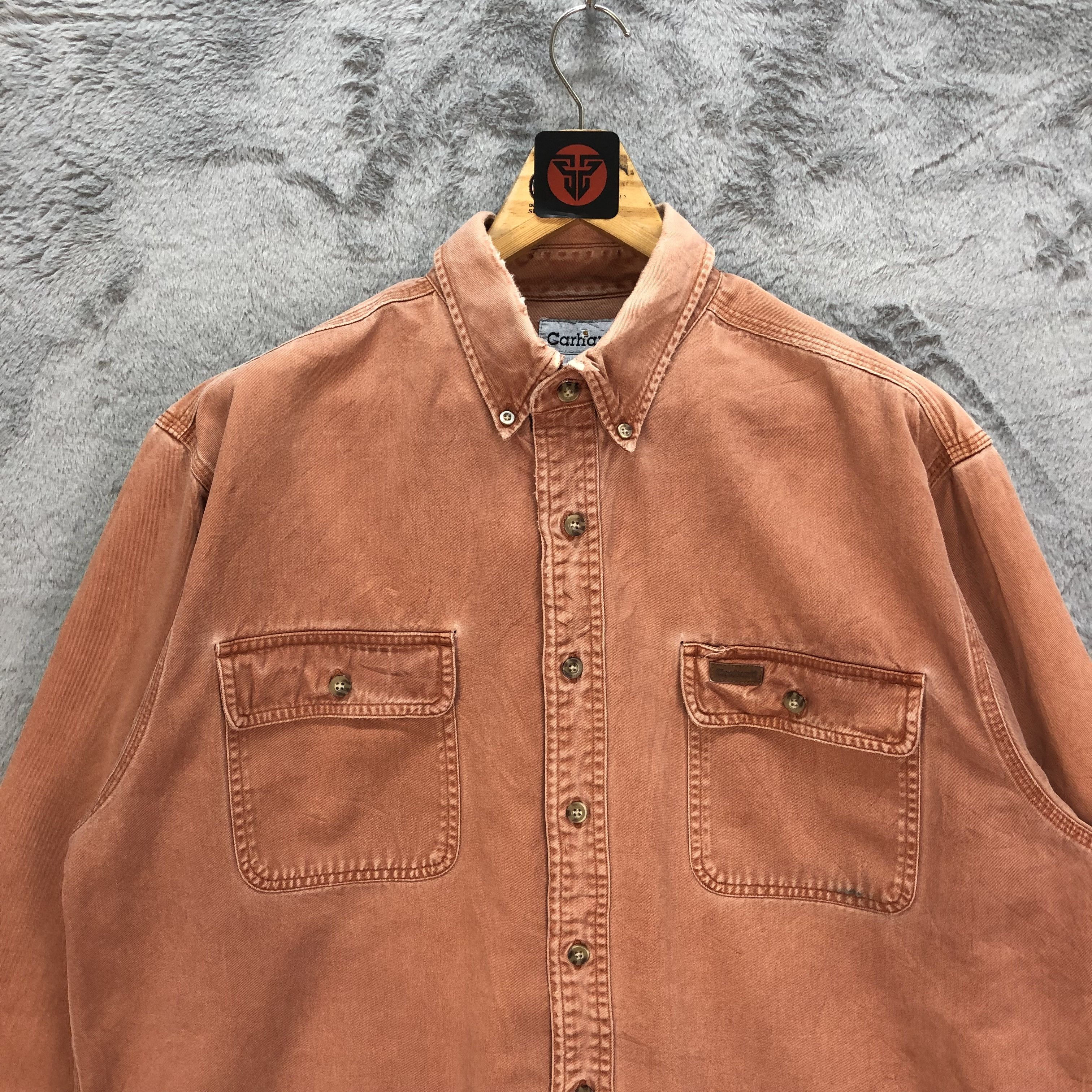 Carhartt TRASHED CARHARTT ORANGE BUTTON UPS SHIRTS #6187-52 Size US L / EU 52-54 / 3 - 2 Thumbnail