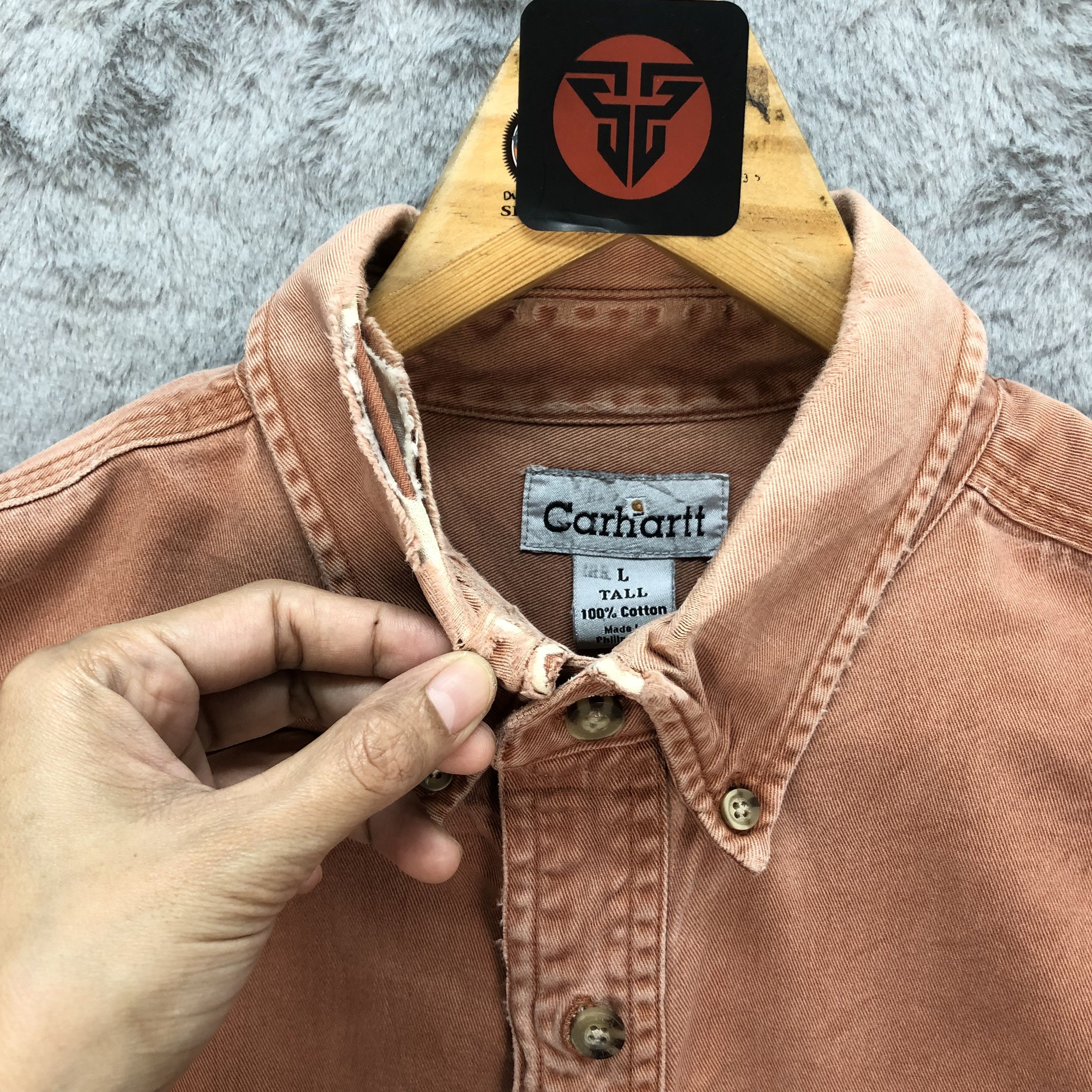Carhartt TRASHED CARHARTT ORANGE BUTTON UPS SHIRTS #6187-52 Size US L / EU 52-54 / 3 - 5 Thumbnail