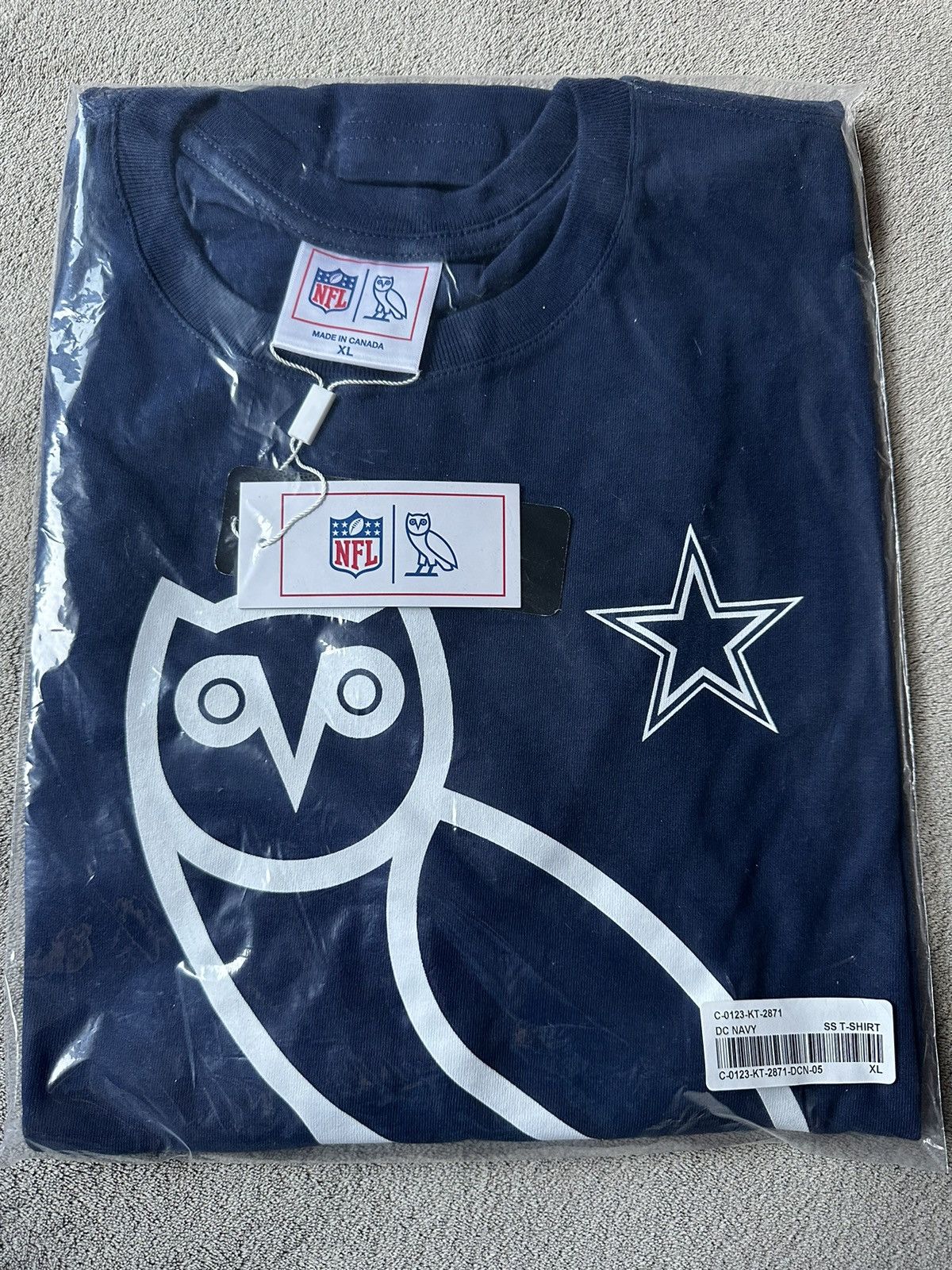 image of Hype x Nfl Ovo X Nfl Dallas Cowboys OG Owl T-Shirt New With Tags in Navy, Men's (Size XL)