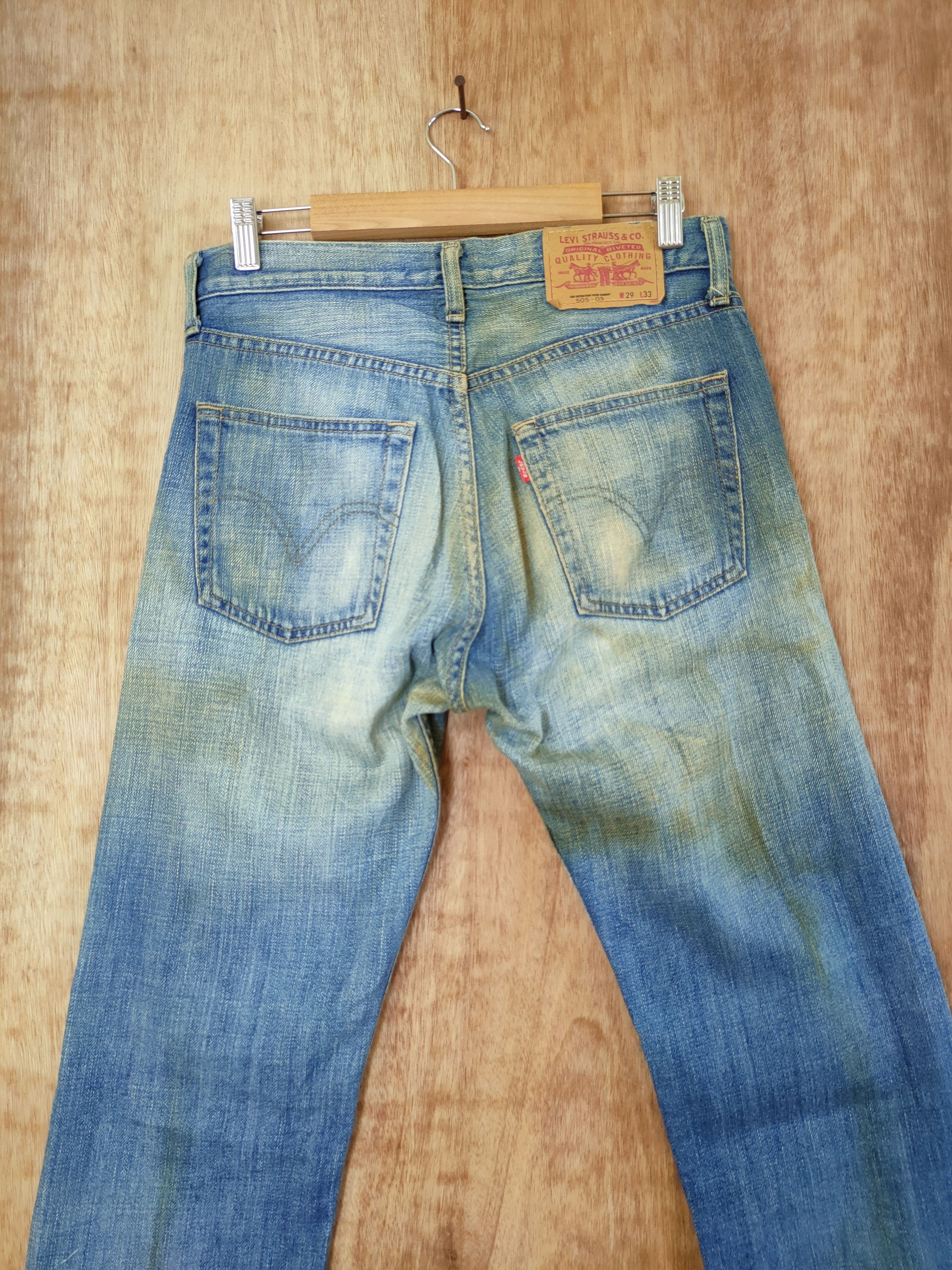 Levi's 505 Levis distressed faded dirty denim pants #46-645 Size US 29 - 10 Thumbnail