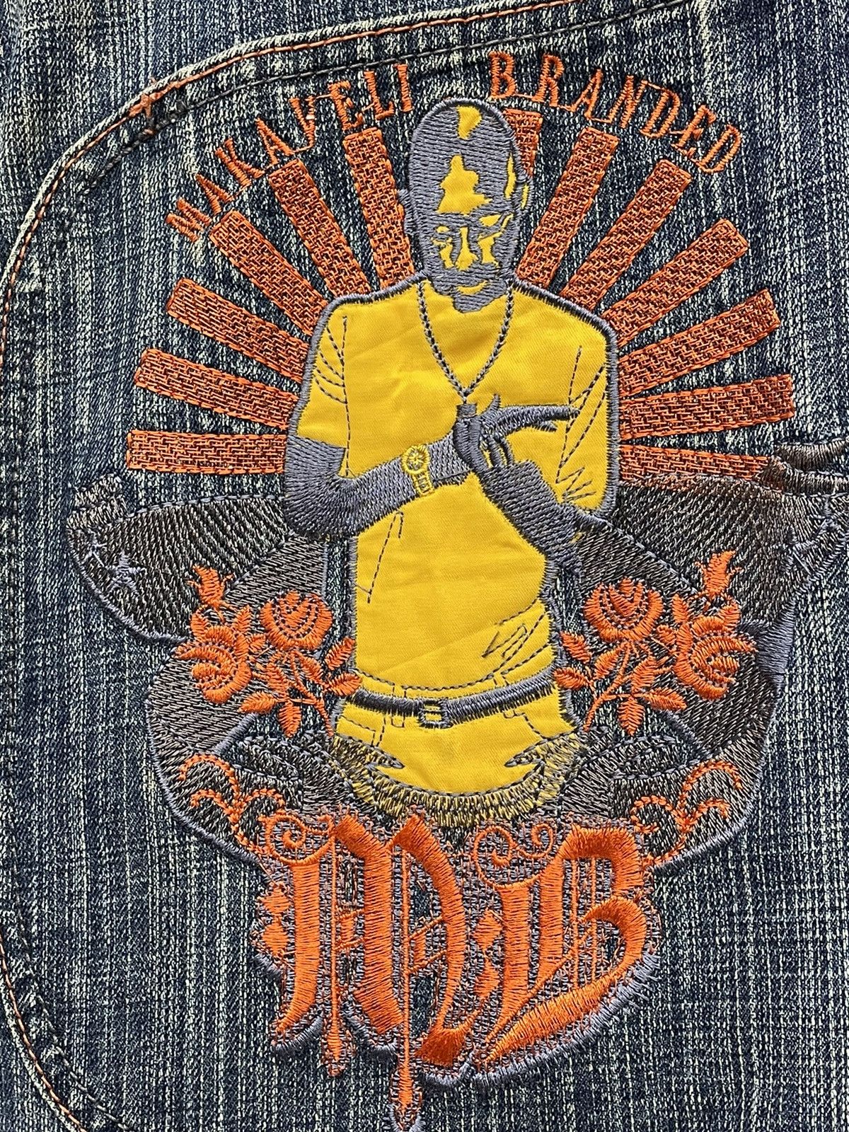 Vintage Makaveli Tupac Shakur Embroidery Baggy Denim