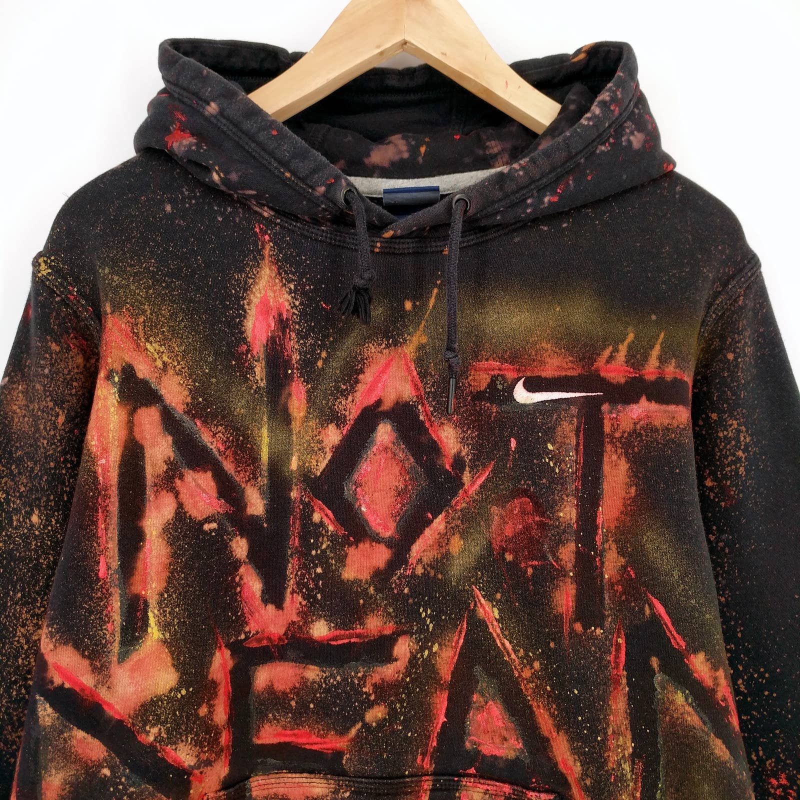 Nike NIKE Not Dead Yet Custom Painted Bleached Hoodie Sweatshirt Size US L / EU 52-54 / 3 - 3 Thumbnail