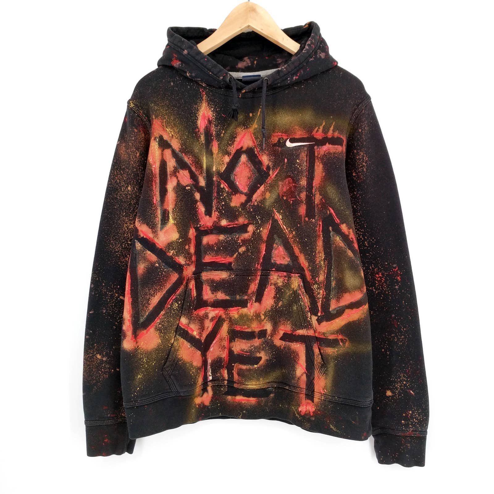 Discount Black and red bleach painted hoodie