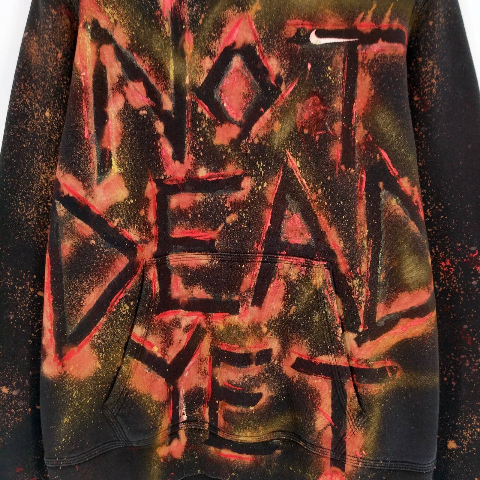 Nike NIKE Not Dead Yet Custom Painted Bleached Hoodie Sweatshirt Size US L / EU 52-54 / 3 - 2 Thumbnail