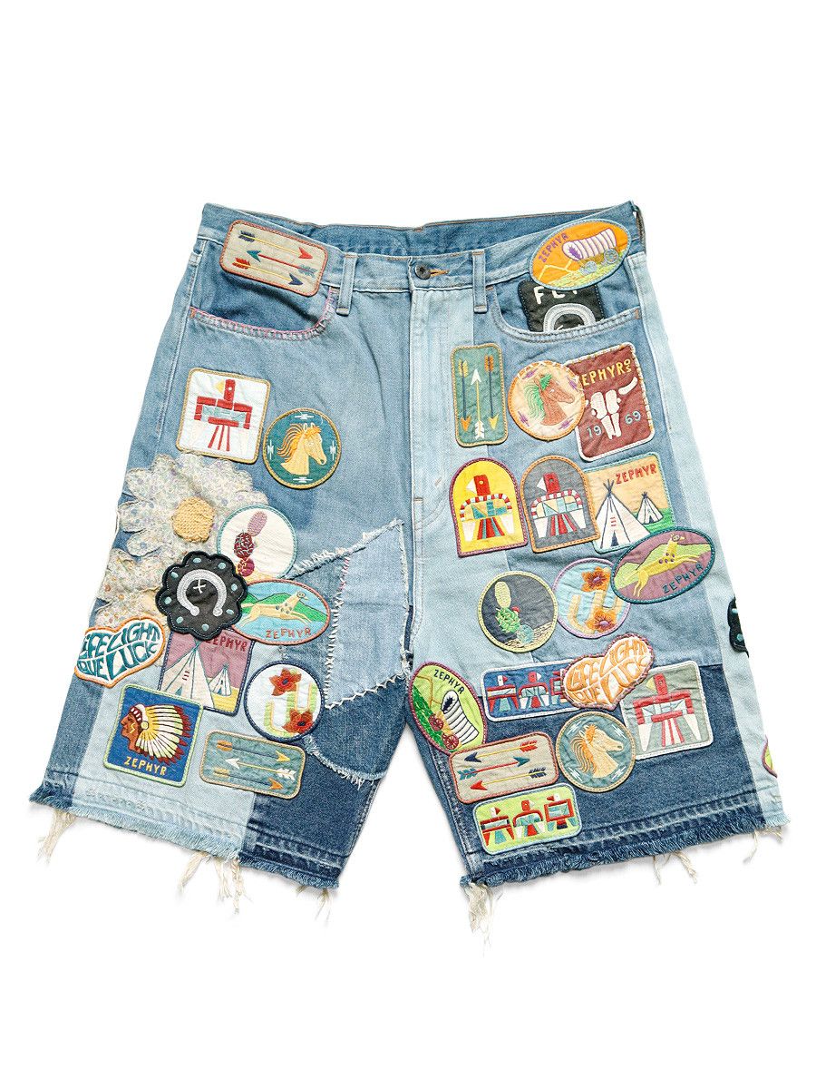 image of Kapital 12.5Oz Denim 5-Pocket Zephyros Insane Remake Shorts in Indigo, Men's (Size 32)