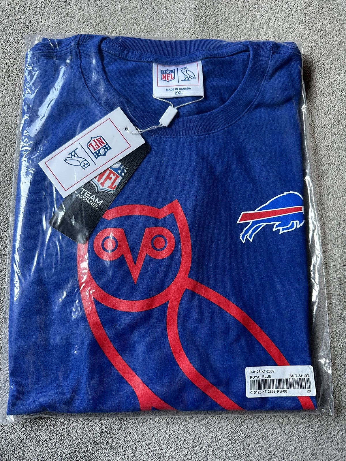 image of Hype x Nfl Ovo X Nfl Buffalo Bills OG Owl T-Shirt in Blue, Men's (Size 2XL)