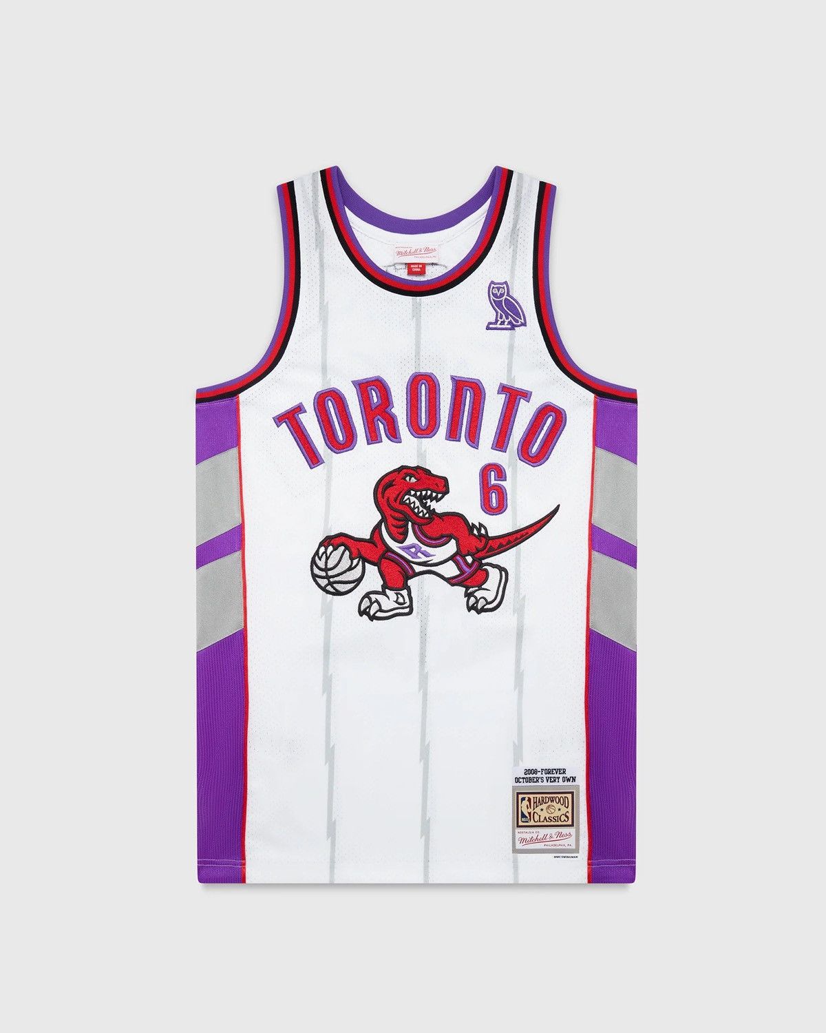 image of Mitchell Ness x NBA Ovo Toronto Raptors X Mitchell & Ness Basketball Jersey in White (Size XL)