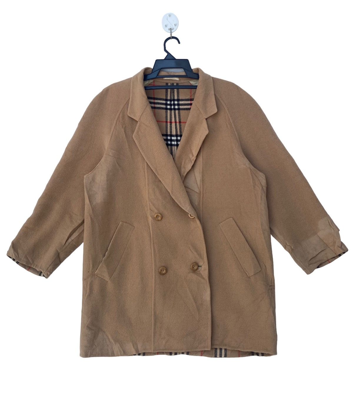 Burberry × Vintage Vtg 90s Burberrys iconic nova check lining wool coat jacket Size US M / EU 48-50 / 2 - 3 Thumbnail