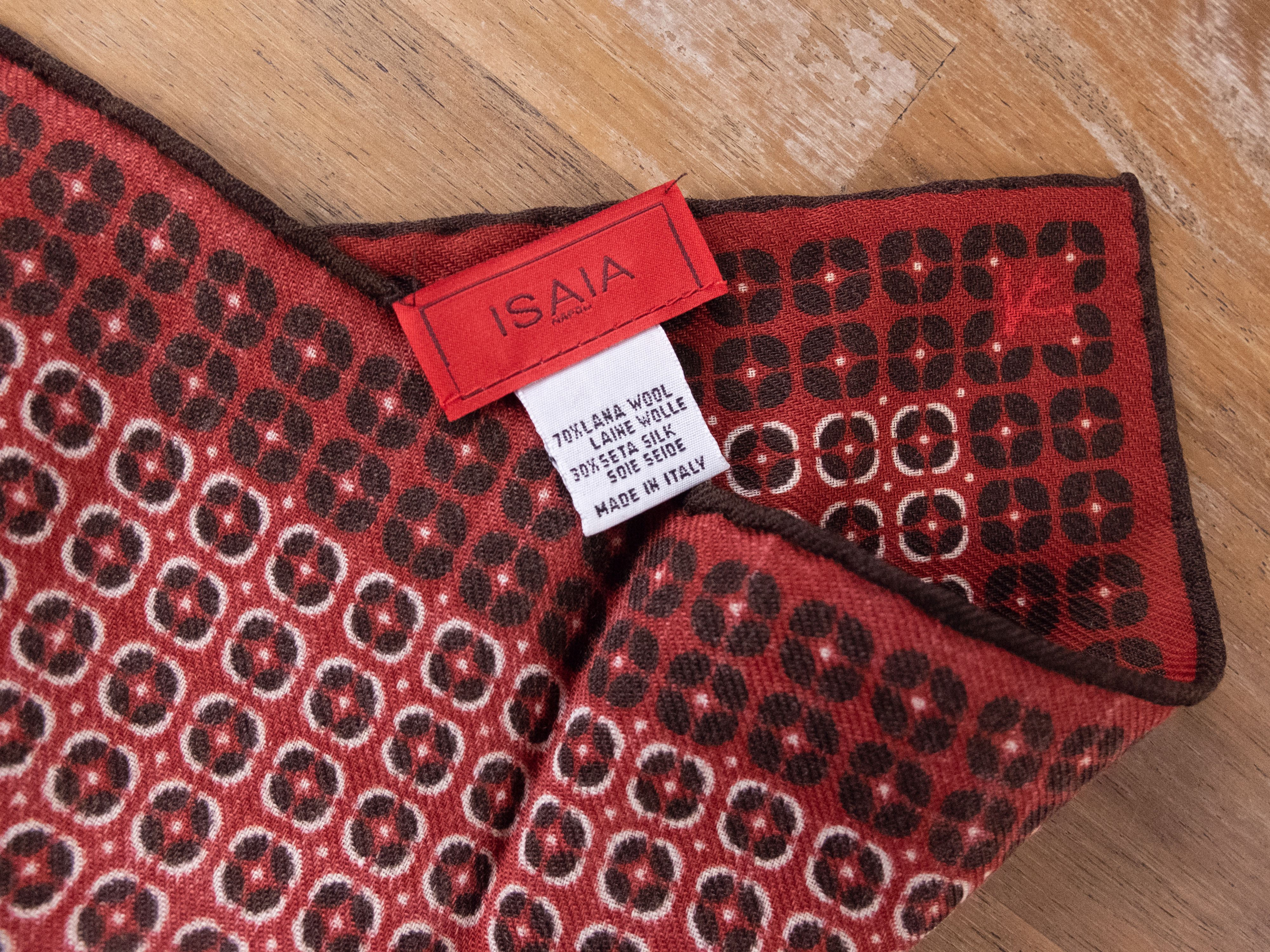 Isaia ISAIA Napoli red wool silk blend pocket square authentic Size ONE SIZE - 3 Thumbnail