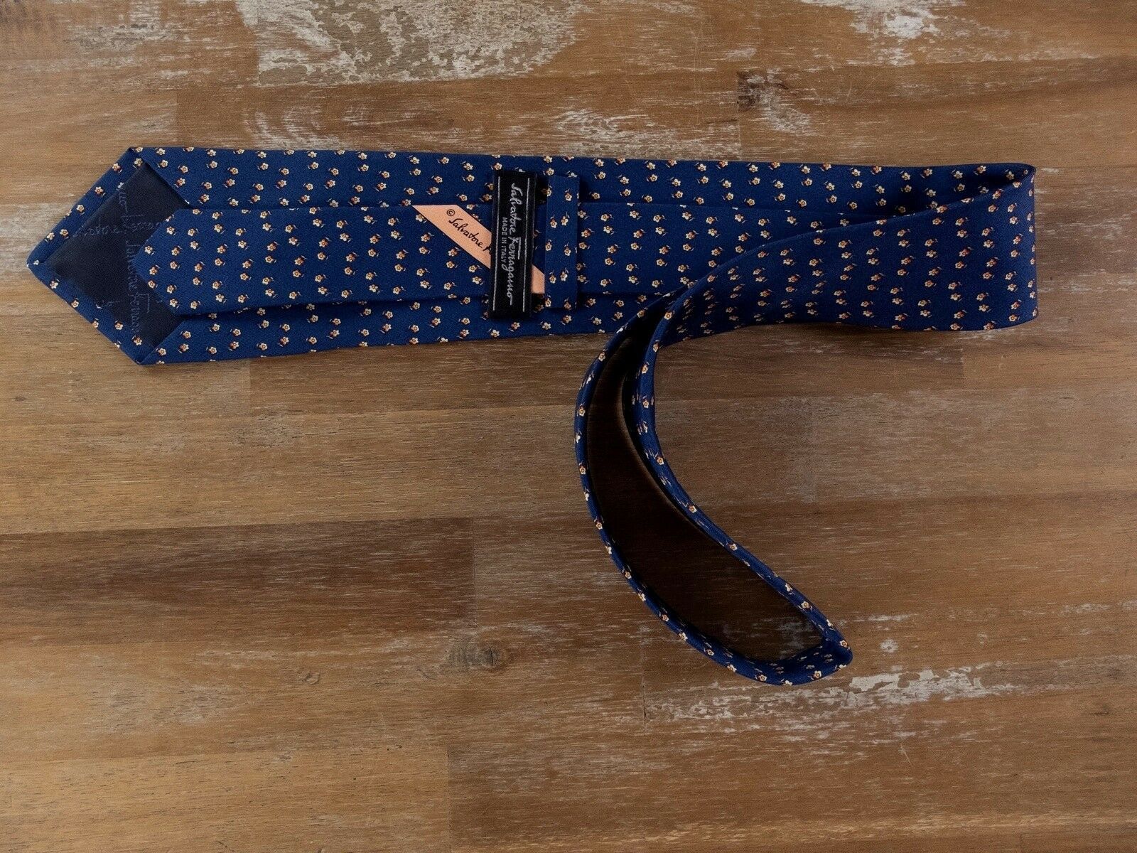 Salvatore Ferragamo SALVATORE FERRAGAMO navy blue floral print silk tie Size ONE SIZE - 2 Thumbnail