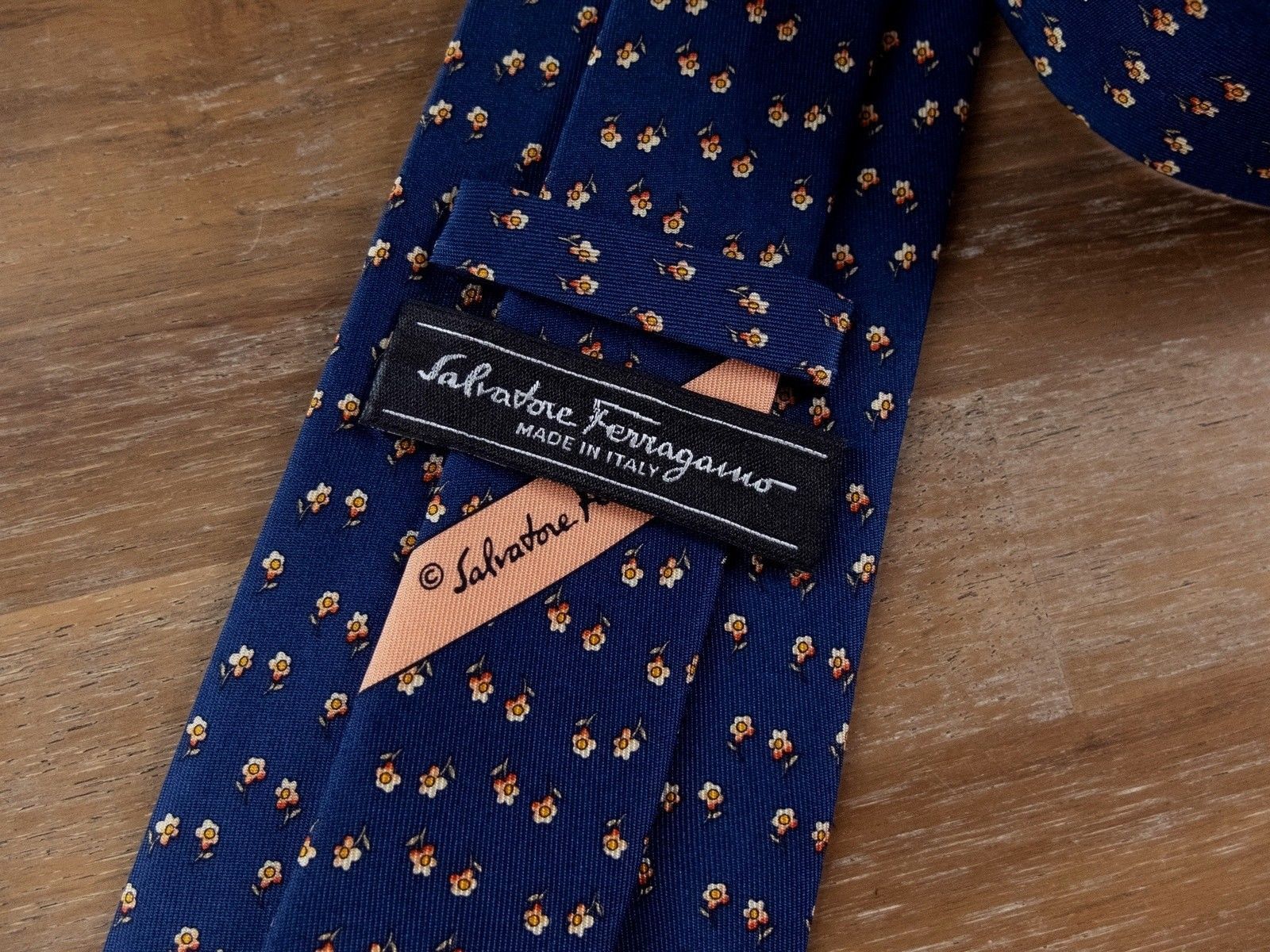 Salvatore Ferragamo SALVATORE FERRAGAMO navy blue floral print silk tie Size ONE SIZE - 3 Thumbnail