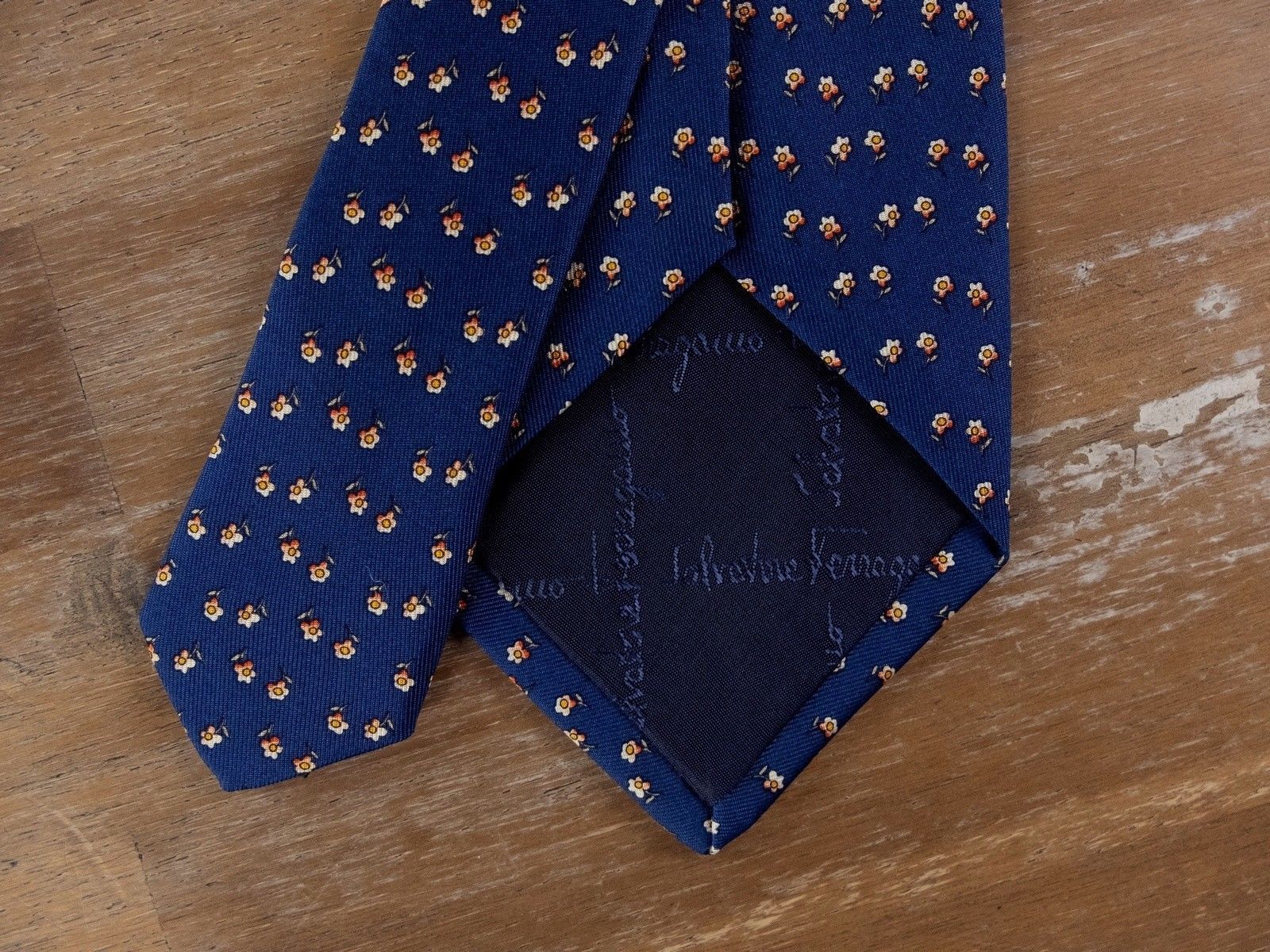 Salvatore Ferragamo SALVATORE FERRAGAMO navy blue floral print silk tie Size ONE SIZE - 4 Thumbnail