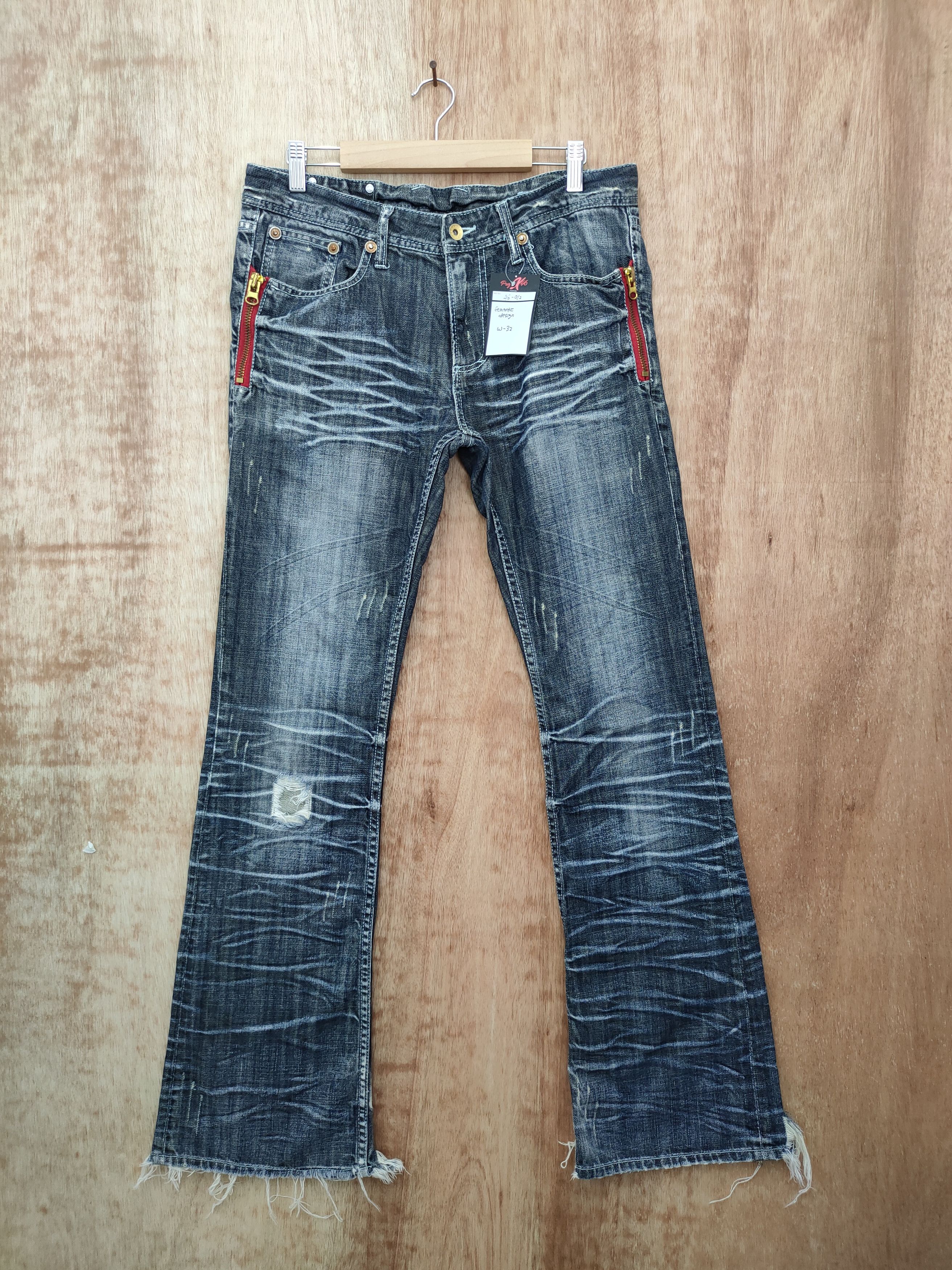 image of Semantic Ripped Distressed Denim Punk Pants 46-012Dlal in Black, Men's (Size 32)
