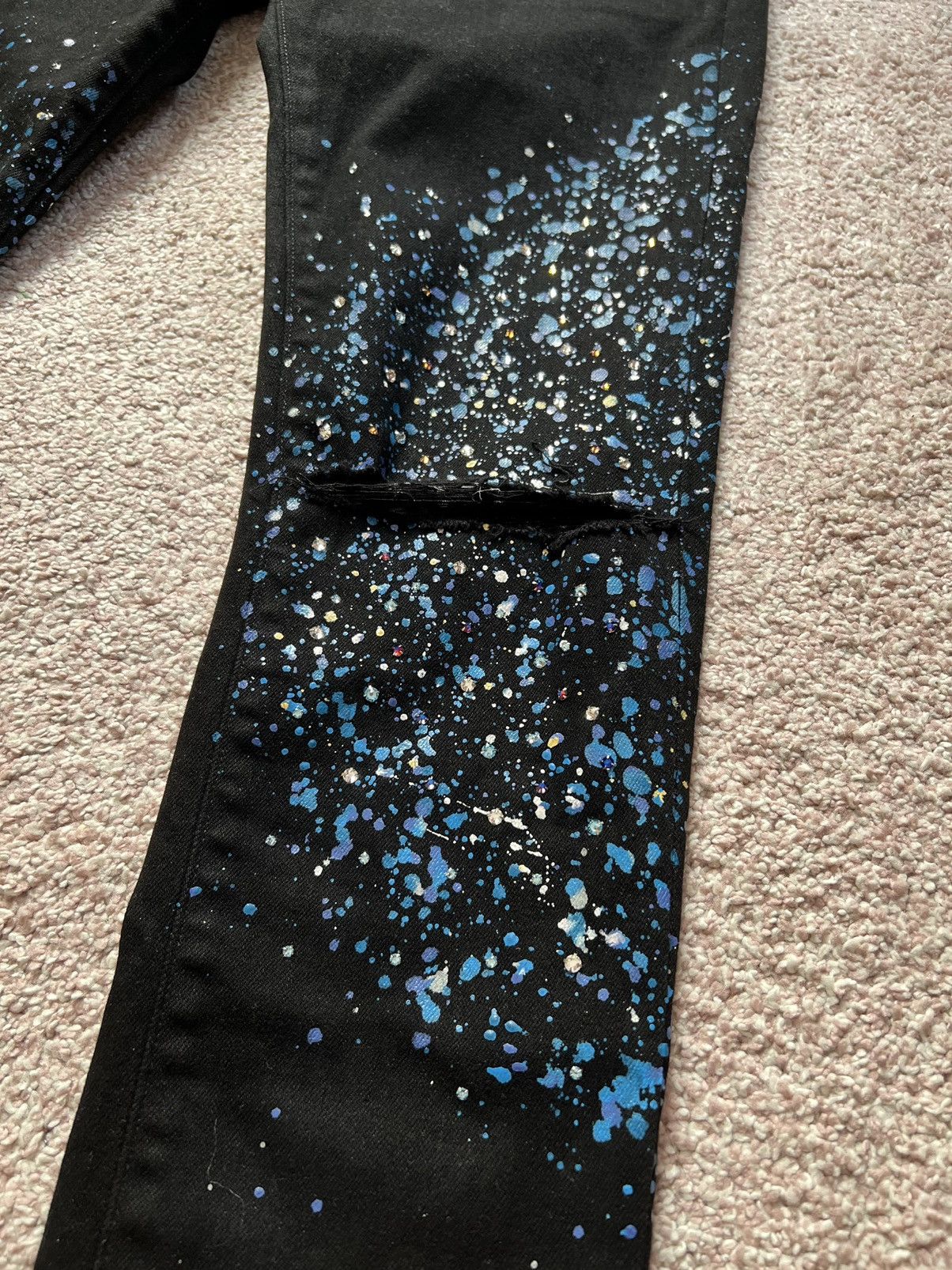 Amiri SWAROVSKI PAINTER COTTON DENIM JEANS Size US 32 / EU 48 - 4 Thumbnail