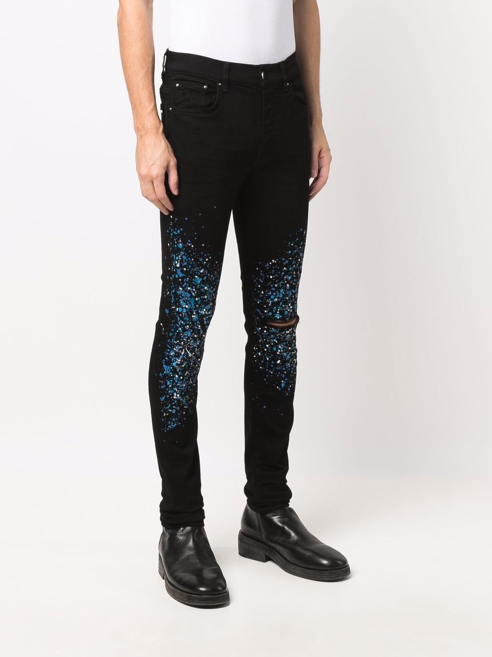image of Amiri x Swarovski Painter Cotton Denim Jeans in Black, Men's (Size 34)