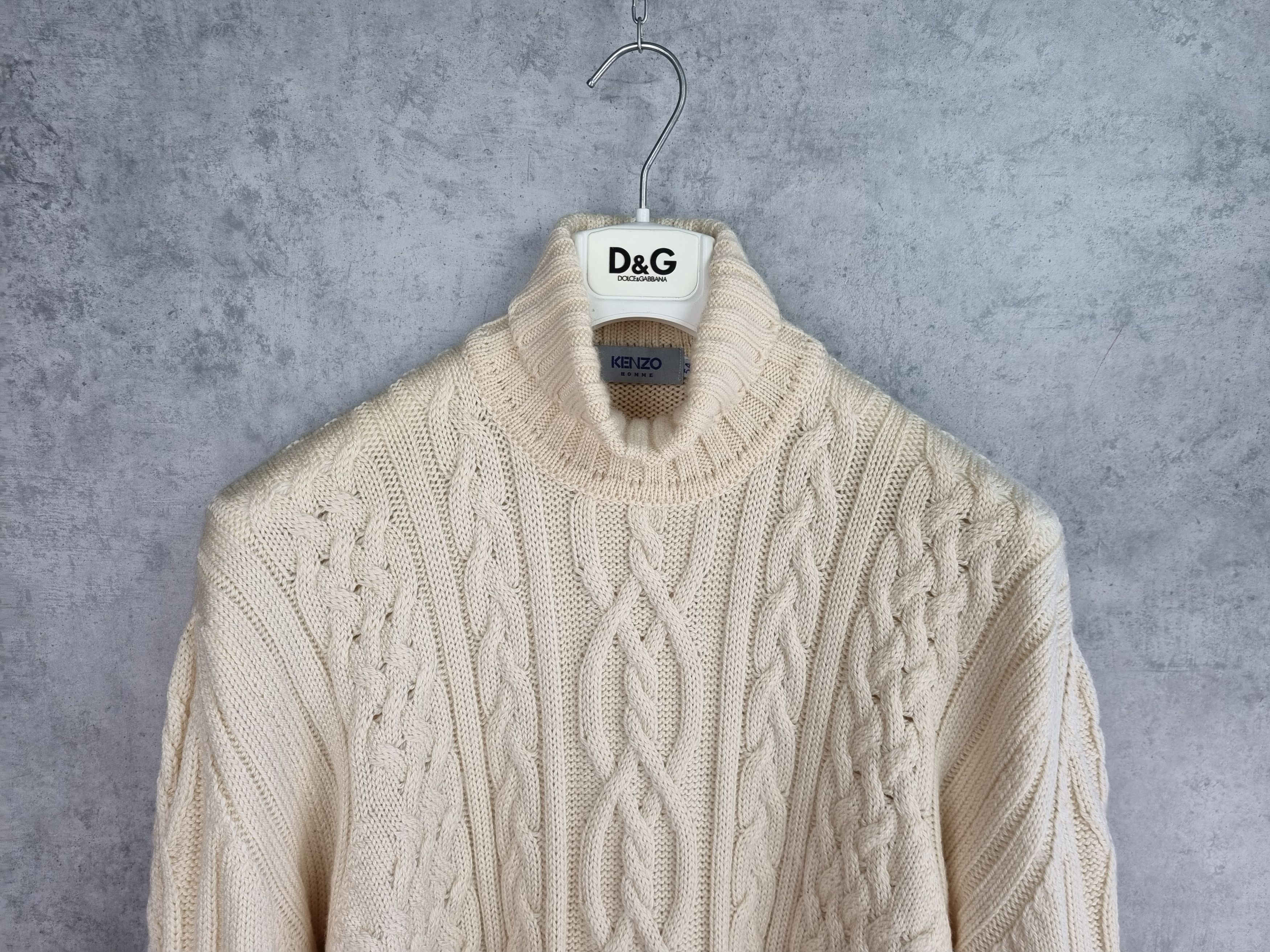 Kenzo KENZO Vintage Turtle Neck Cable Knit Wool Sweater Size US L / EU 52-54 / 3 - 3 Thumbnail