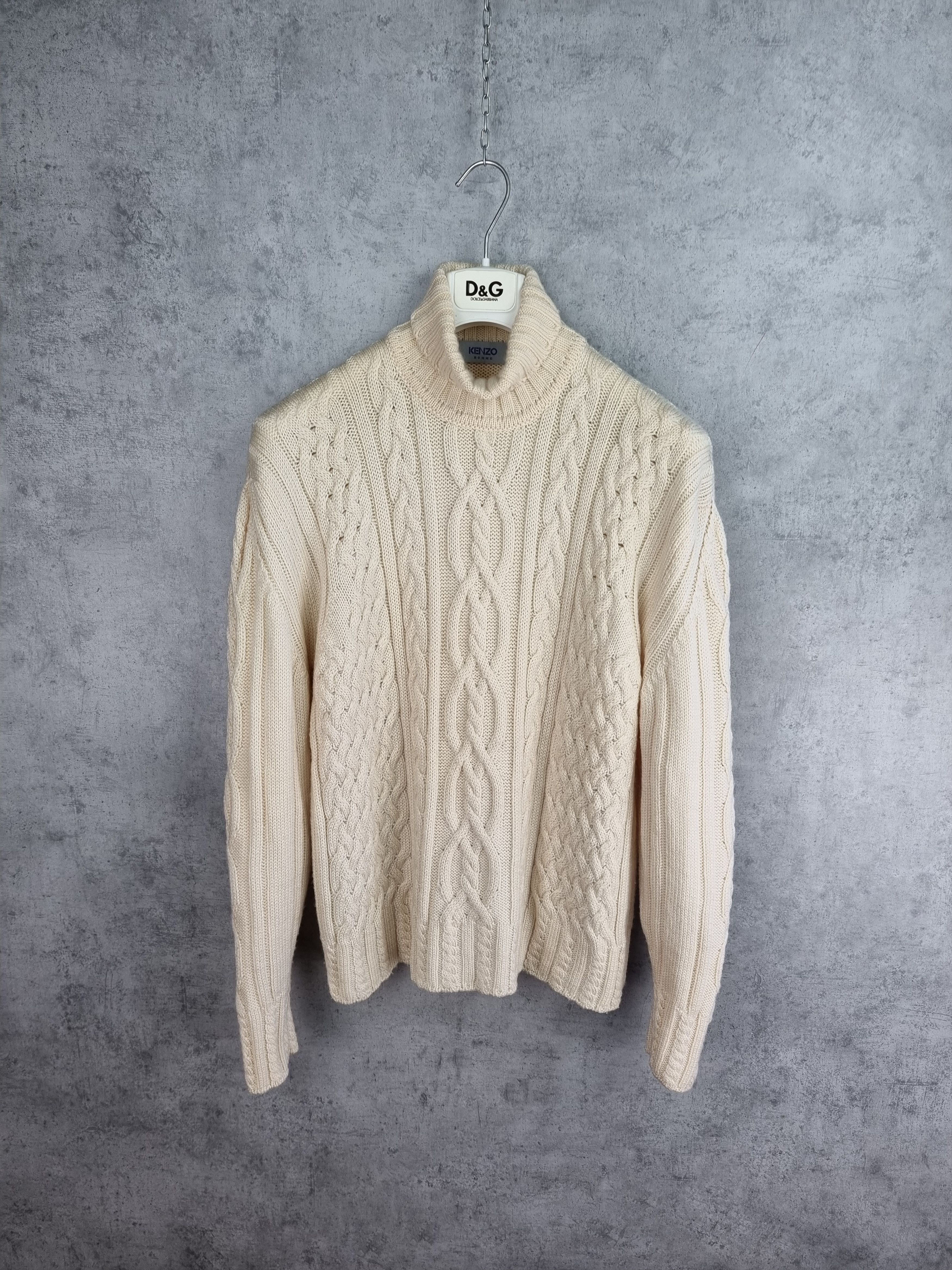 Kenzo KENZO Vintage Turtle Neck Cable Knit Wool Sweater Size US L / EU 52-54 / 3 - 4 Thumbnail