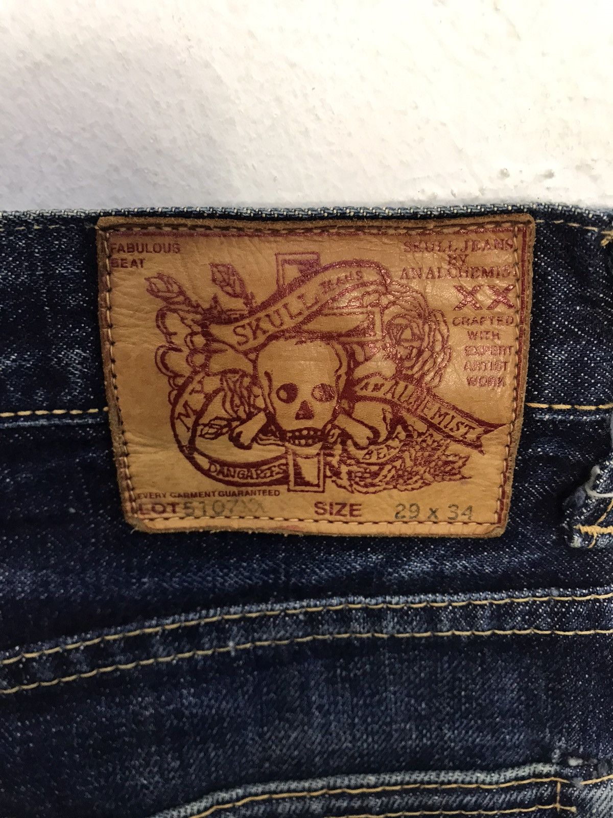 Skull Jeans by an Alchemist Unisex Skull Jeans Alchemist Indigo Denim Pants Size 28" / US 6 / IT 42 - 6 Thumbnail