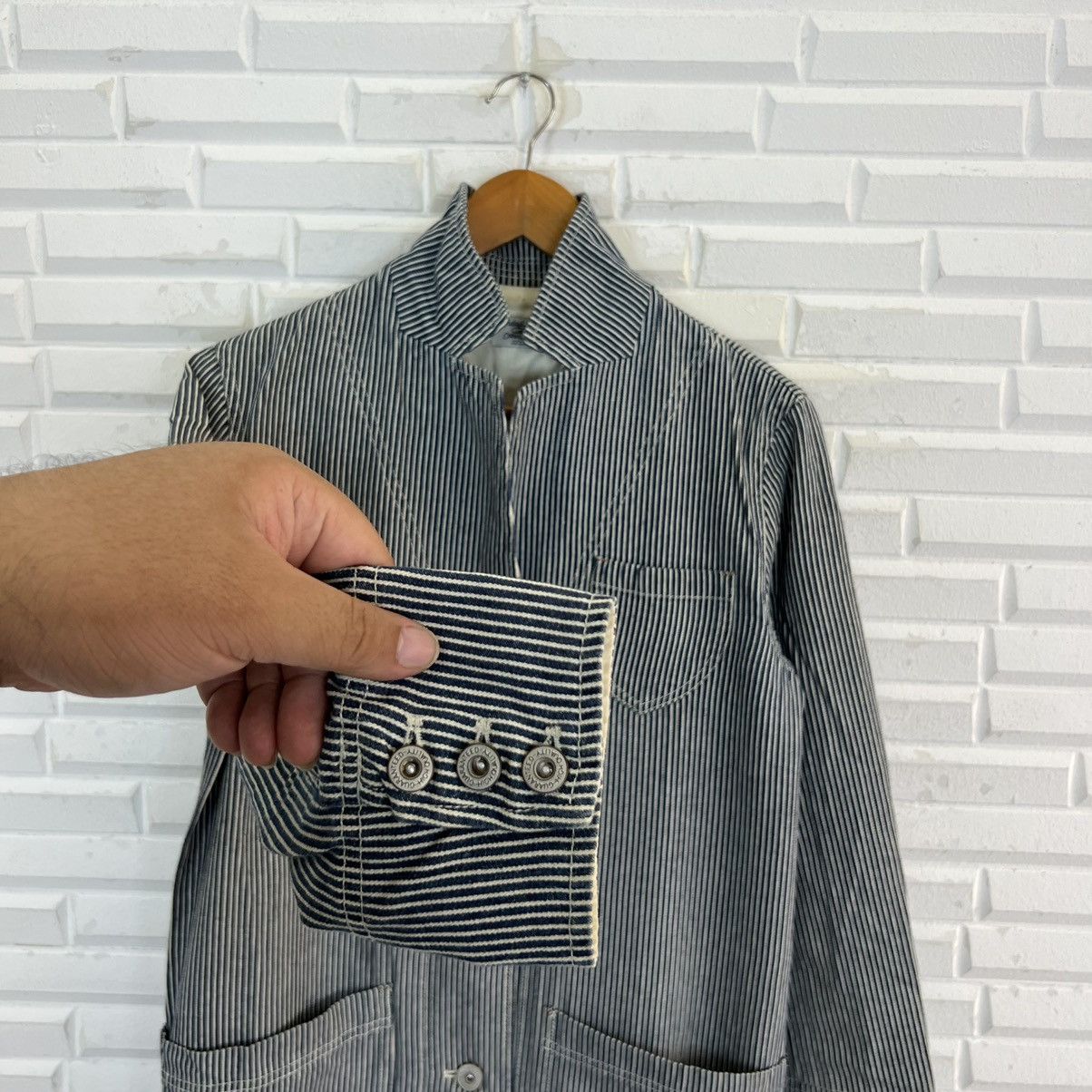 Japanese Brand VINTAGE STRIPED HIKORY CHORE JACKET Size US M / EU 48-50 / 2 - 7 Thumbnail