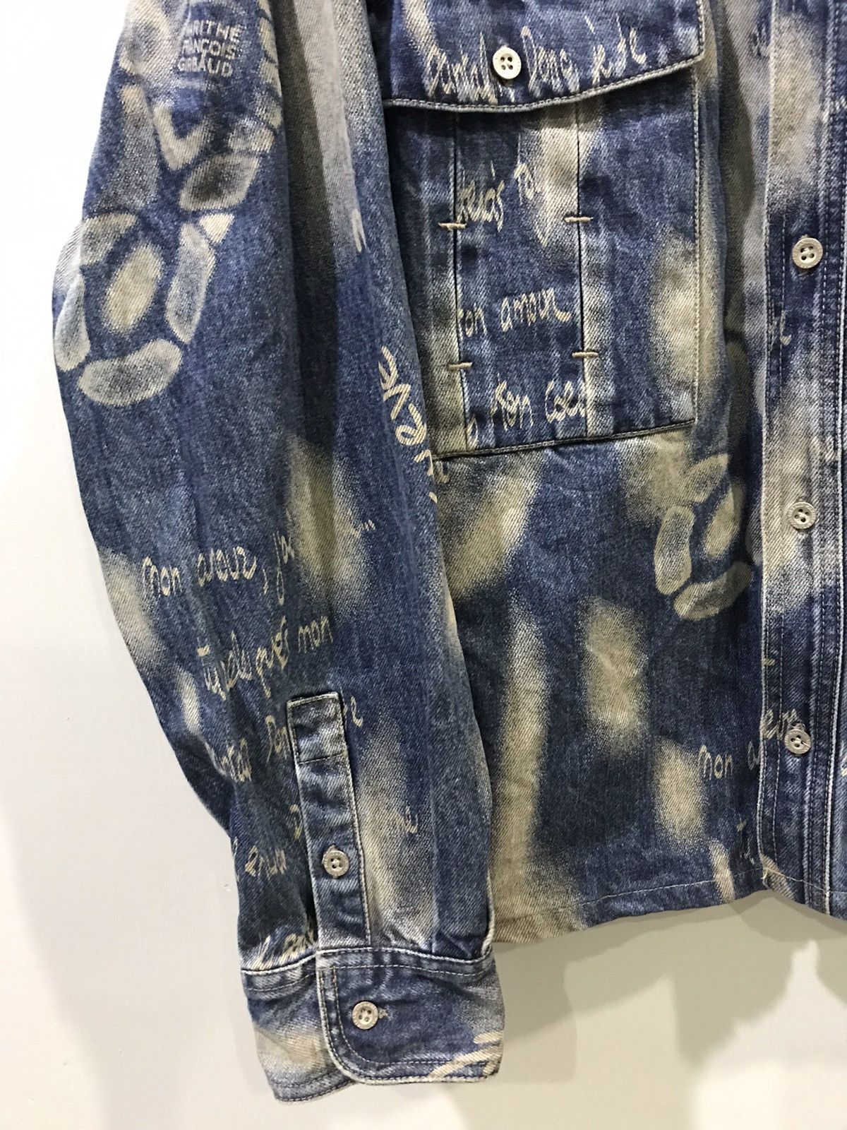 Designer × Marithe + Francois Girbaud MARITHE FRANCOIS GIRBAUD Full Stamp Boot Poem Denim Jacket Size US XL / EU 56 / 4 - 6 Thumbnail