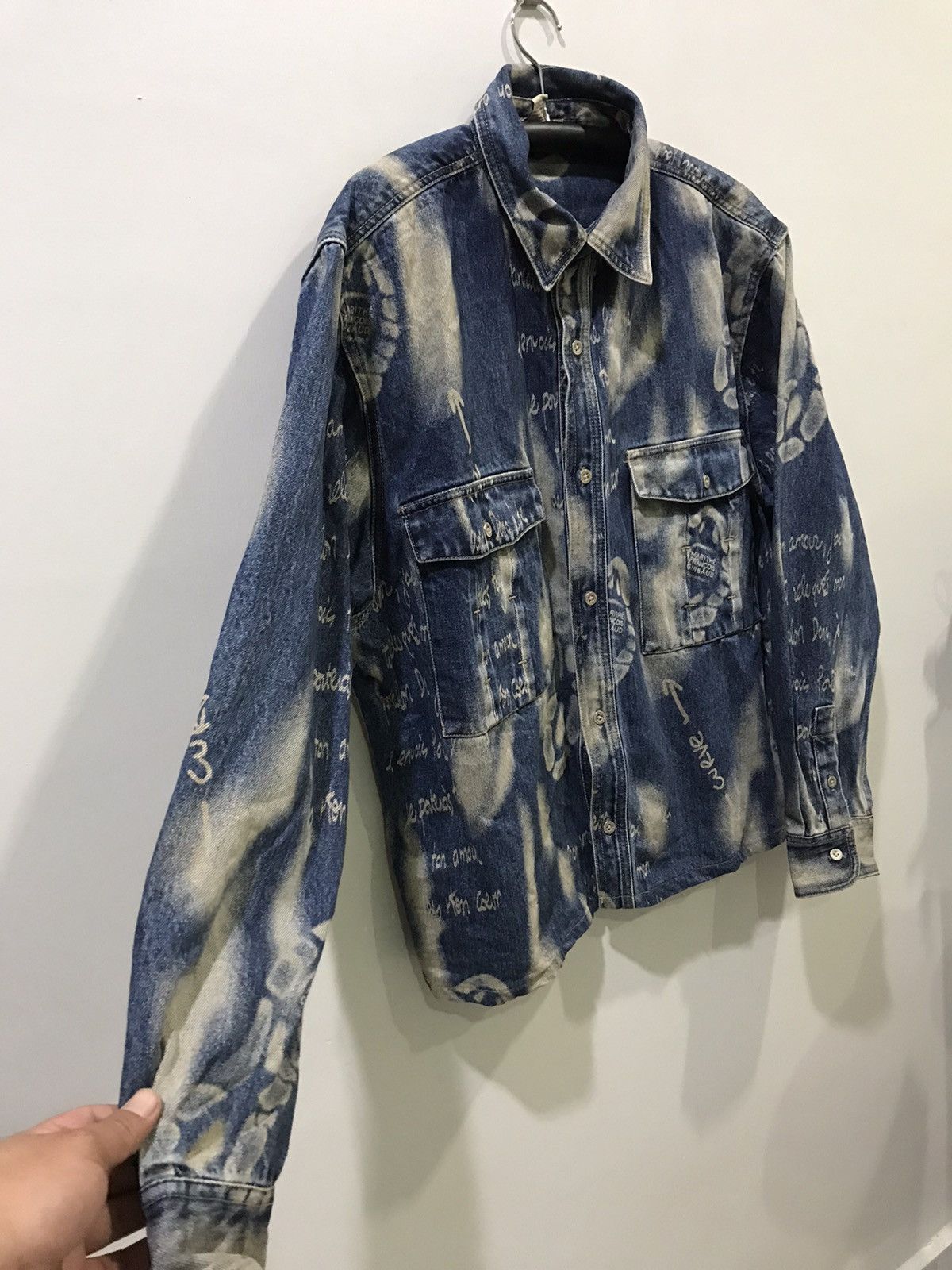 Designer × Marithe + Francois Girbaud MARITHE FRANCOIS GIRBAUD Full Stamp Boot Poem Denim Jacket Size US XL / EU 56 / 4 - 11 Thumbnail