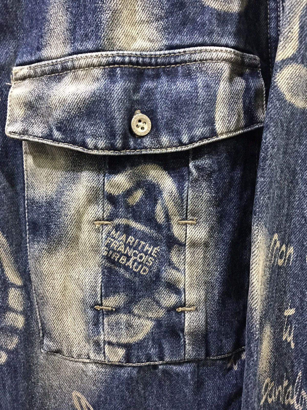 Designer × Marithe + Francois Girbaud MARITHE FRANCOIS GIRBAUD Full Stamp Boot Poem Denim Jacket Size US XL / EU 56 / 4 - 7 Thumbnail