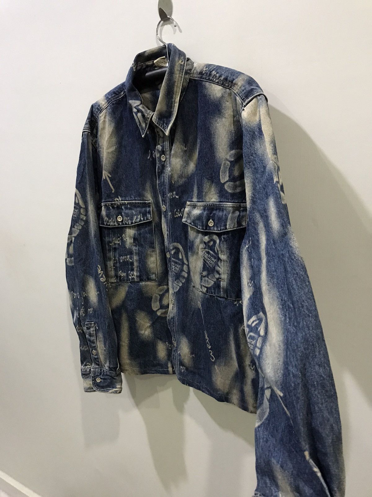 Designer × Marithe + Francois Girbaud MARITHE FRANCOIS GIRBAUD Full Stamp Boot Poem Denim Jacket Size US XL / EU 56 / 4 - 12 Thumbnail