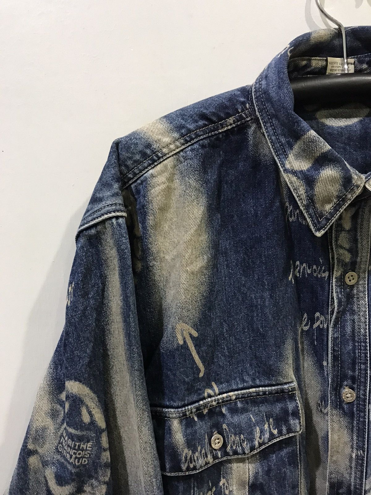 Designer × Marithe + Francois Girbaud MARITHE FRANCOIS GIRBAUD Full Stamp Boot Poem Denim Jacket Size US XL / EU 56 / 4 - 4 Thumbnail