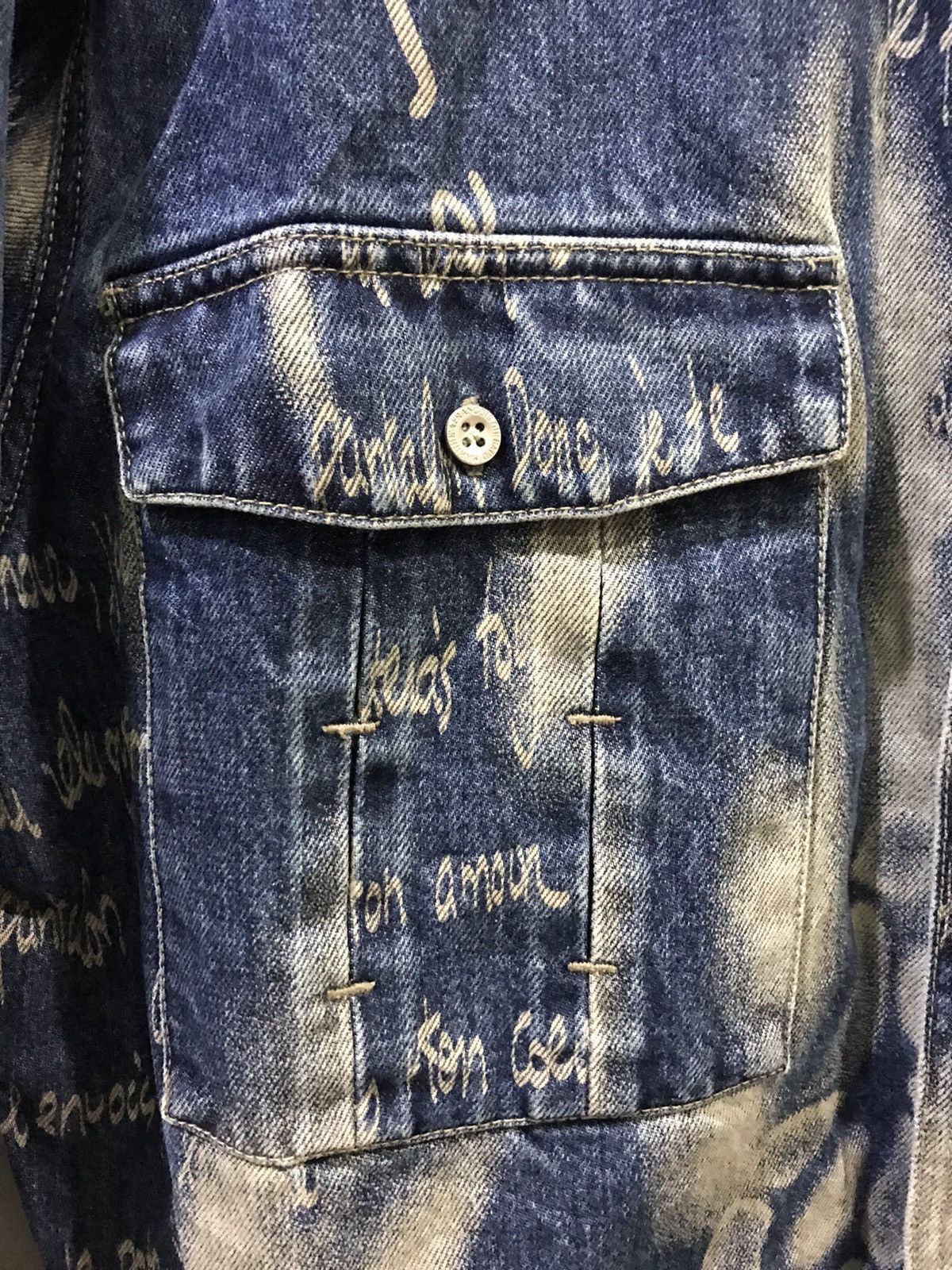 Designer × Marithe + Francois Girbaud MARITHE FRANCOIS GIRBAUD Full Stamp Boot Poem Denim Jacket Size US XL / EU 56 / 4 - 8 Thumbnail
