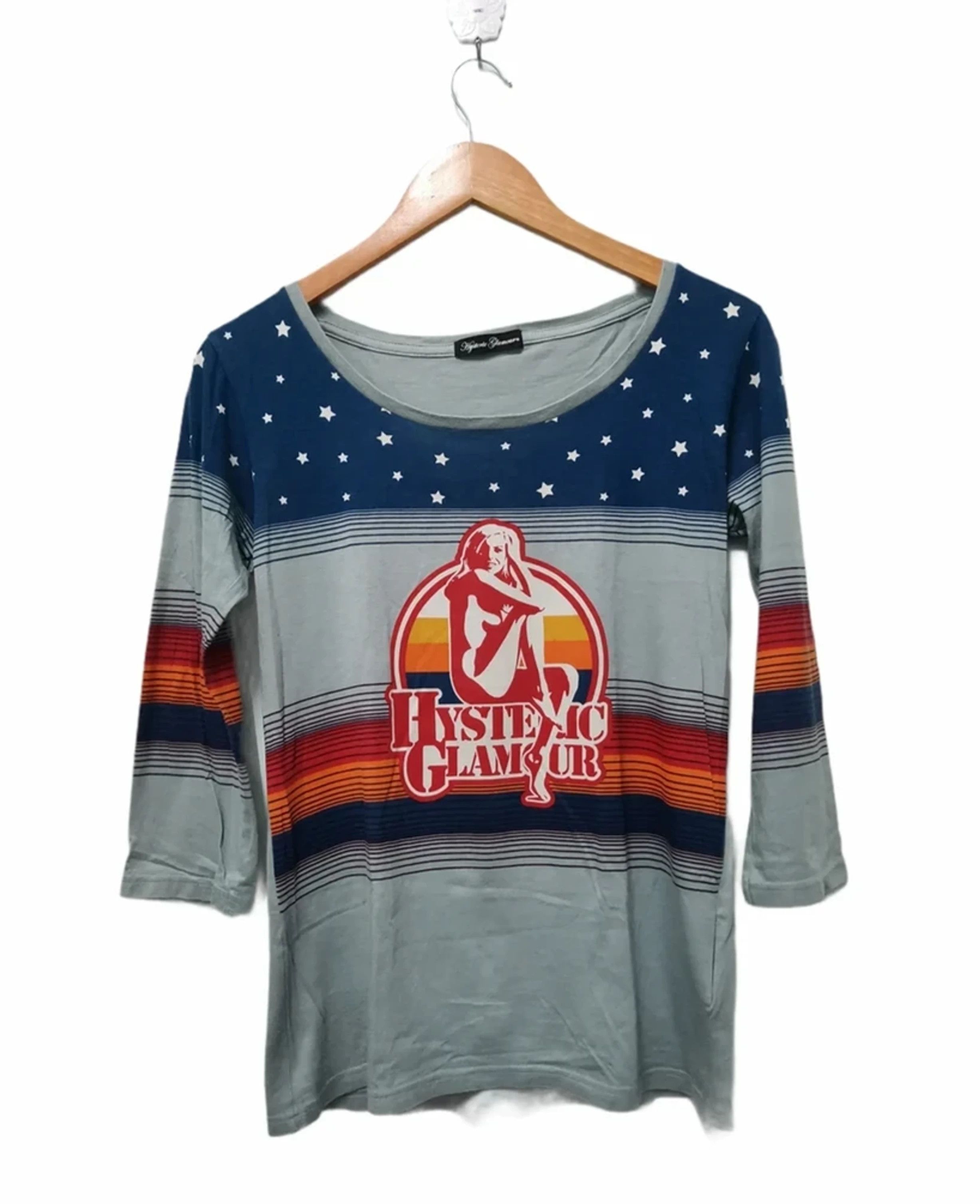 Vintage Hysteric Glamour Sexy Girl Tee Striped Porn Designer